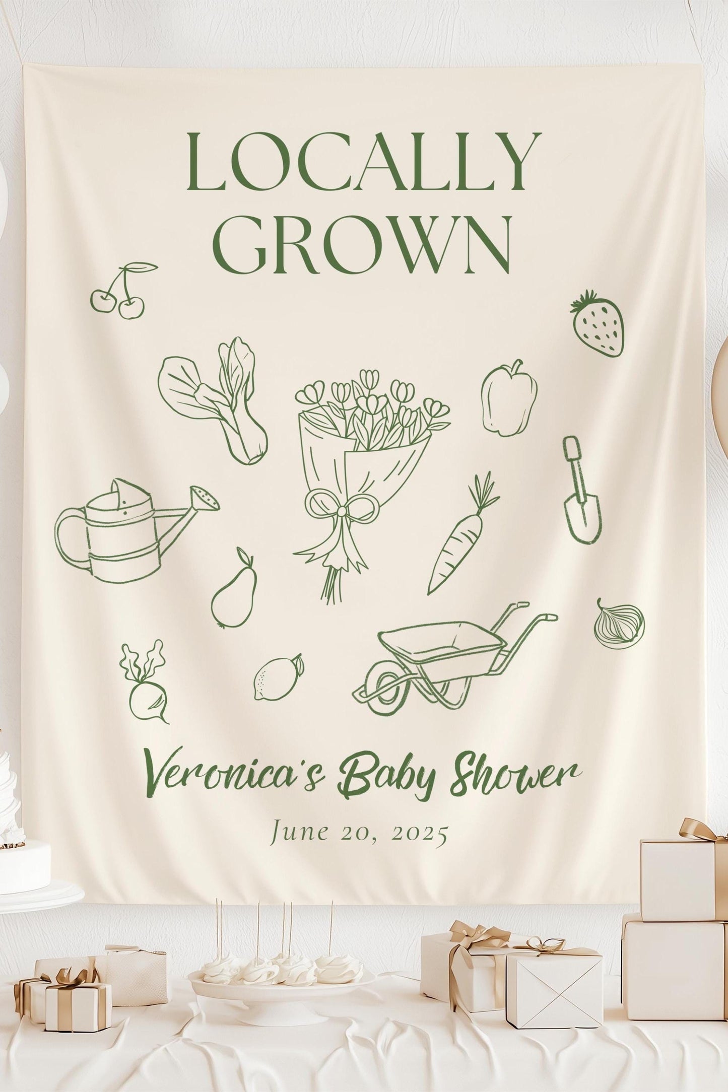 Locally Grown Baby Shower Banner Locally Grown Baby Shower Decor Farmers Minimalist Shower Photo Sign Market Baby Shower Locally Grown Sign - LAUMIANstudio