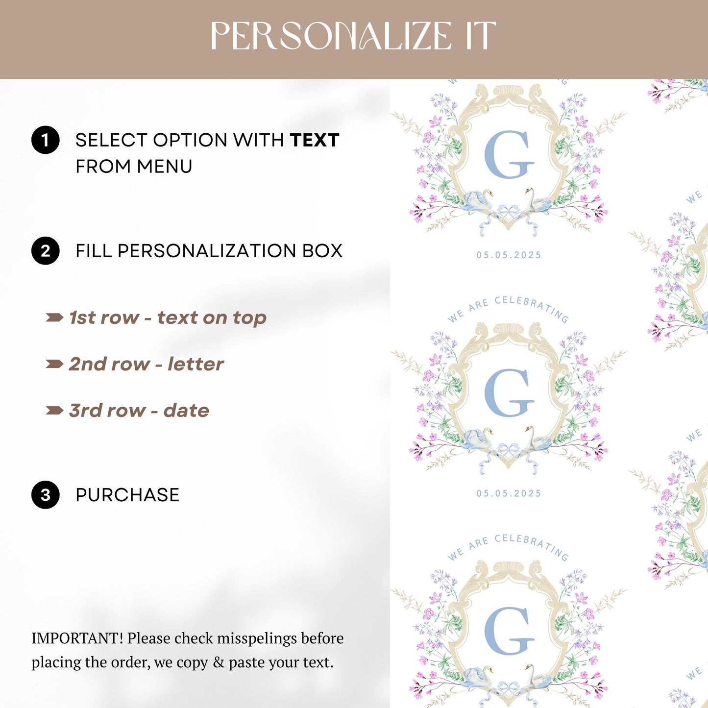Elegant Wedding Gift Wrap Custom Bride Groom Name Wrapping Paper Personalized Floral Engagement Gift Packaging Emblem Wrapping Paper Roll - LAUMIANstudio