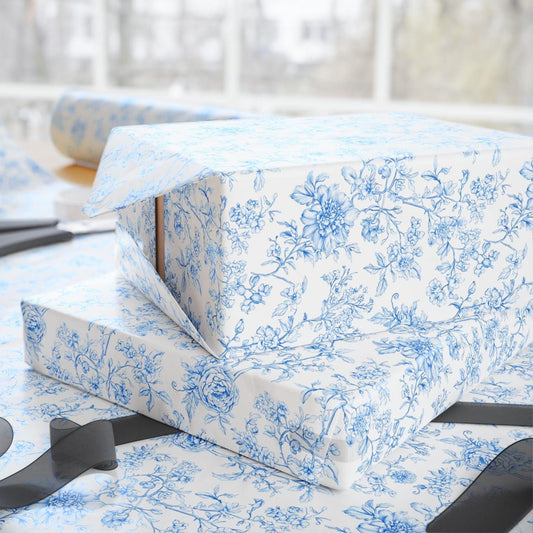 Something Blue Before I Do Gift Wrap Elegant Floral Wrapping Paper Custom Mr and Mrs Name Gift Packaging Luxury Floral Engagement Gift Wap - LAUMIANstudio