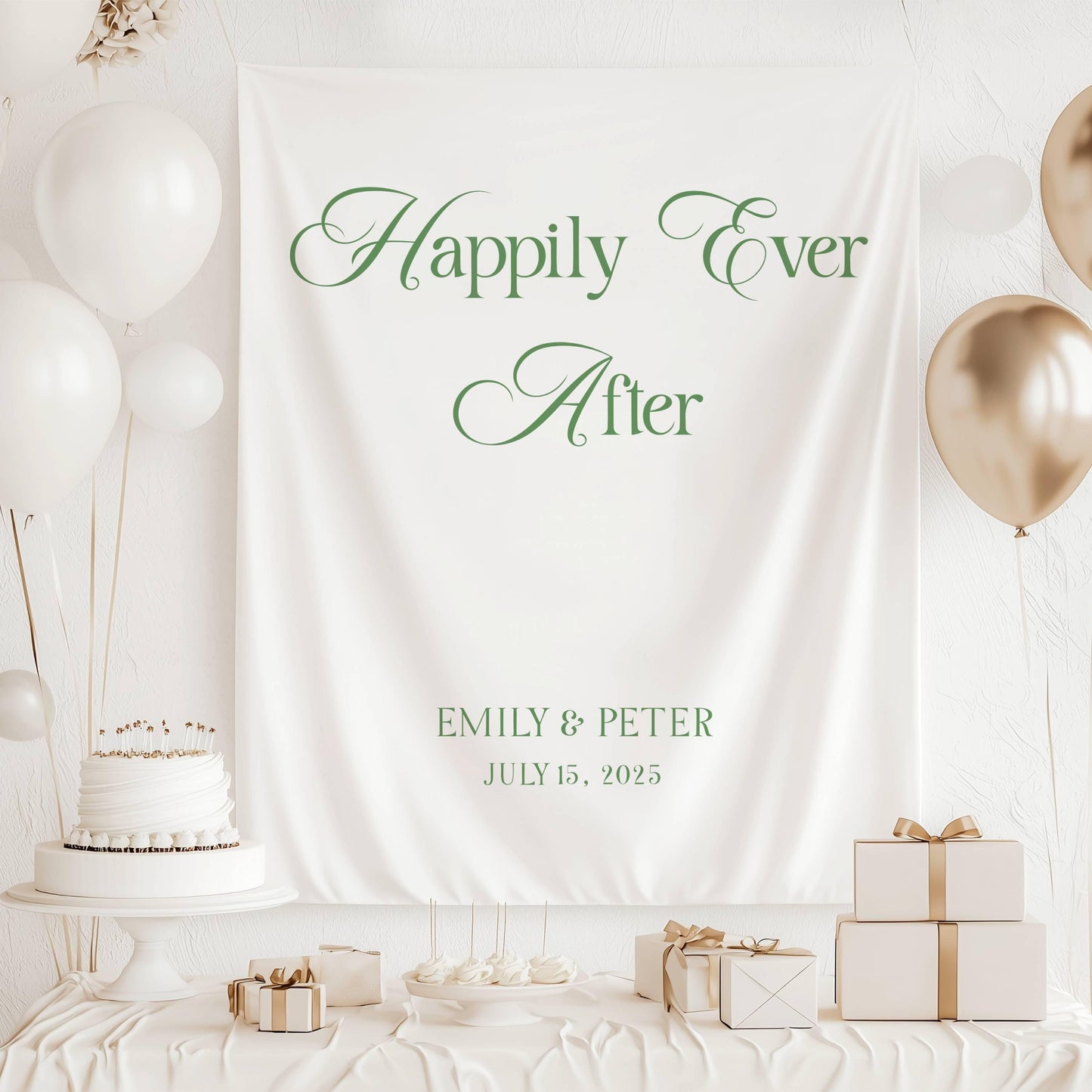 Outdoor Wedding Banner Custom Wedding Welcome Sign Bride Groom Name Sign Custom Fabric Wedding Sign Just Married Banner Happily Ever After - LAUMIANstudio