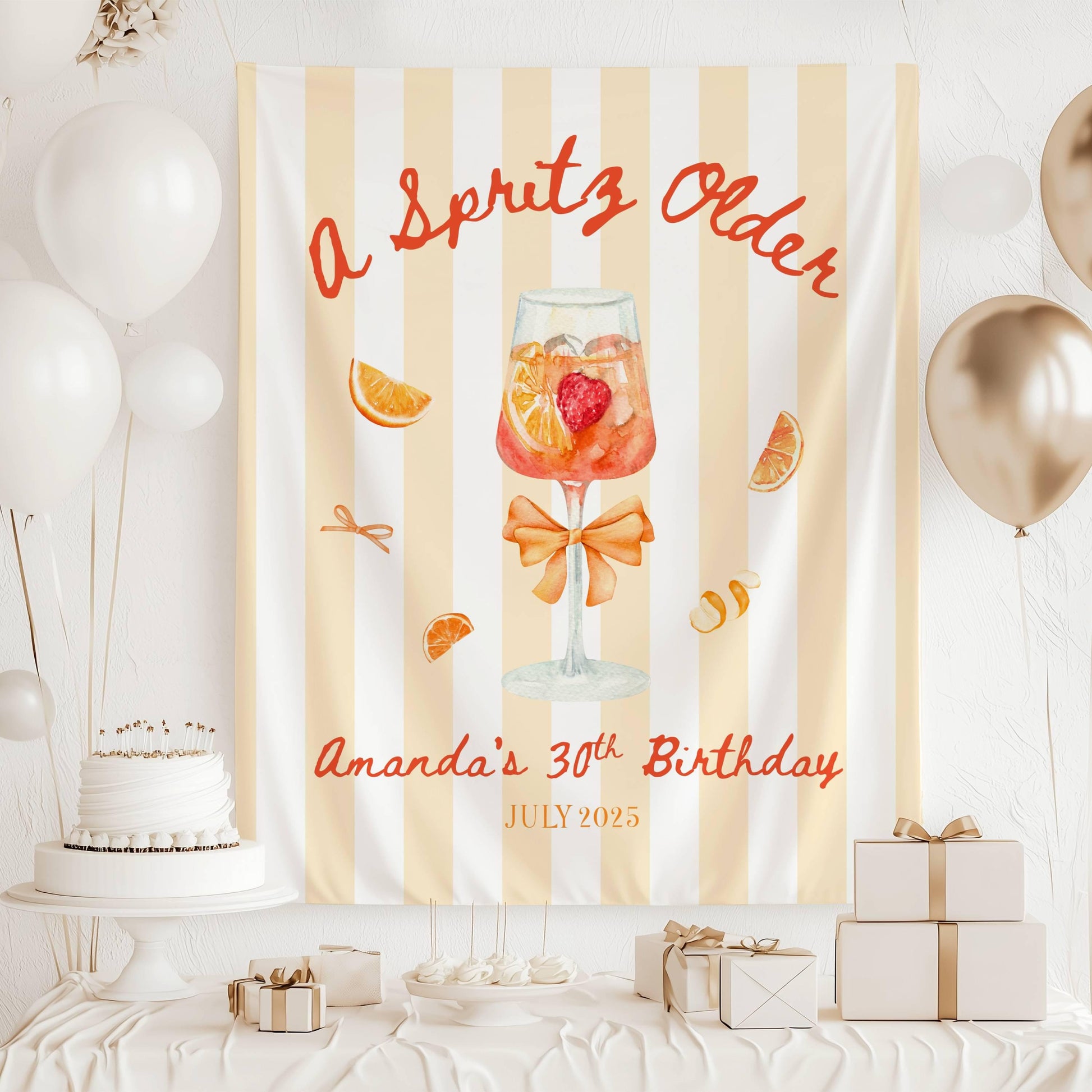A Spritz Older Birthday Banner Personalized Spritz Birthday Backdrop Summer 30th Birthday Sign Custom 21st Birthday Sign Aperol Spritz Party - LAUMIANstudio