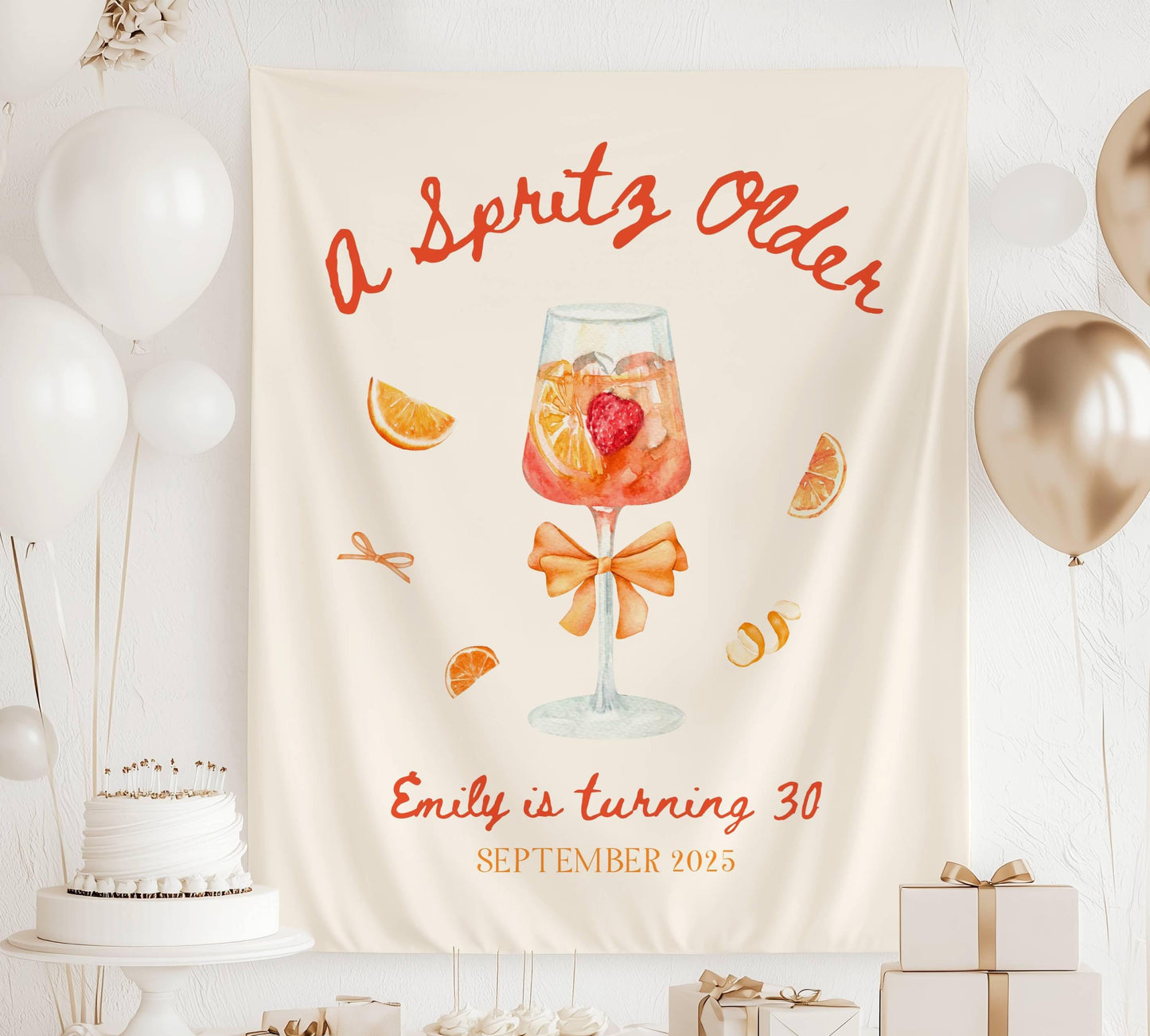 A Spritz Older Birthday Banner Personalized Spritz Birthday Backdrop Summer 30th Birthday Sign Custom 21st Birthday Sign Aperol Spritz Party - LAUMIANstudio