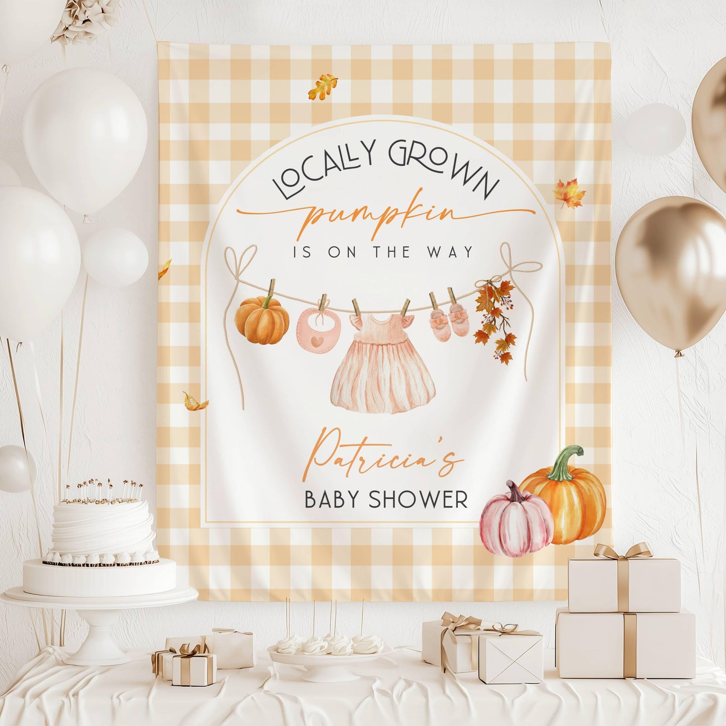 A Sweet Little Pumpkin Is On The Way Banner Baby Girl Pumpkin Shower Decor Pink Fall Baby Sprinkle Backdrop Clothesline Locally Grown Sign - LAUMIANstudio