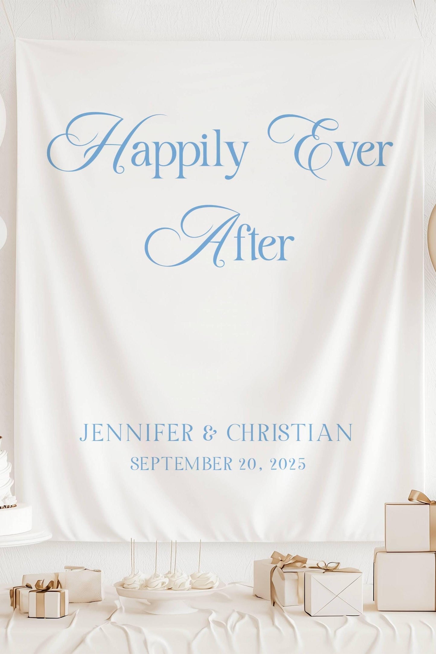 Outdoor Wedding Banner Custom Wedding Welcome Sign Bride Groom Name Sign Custom Fabric Wedding Sign Just Married Banner Happily Ever After - LAUMIANstudio