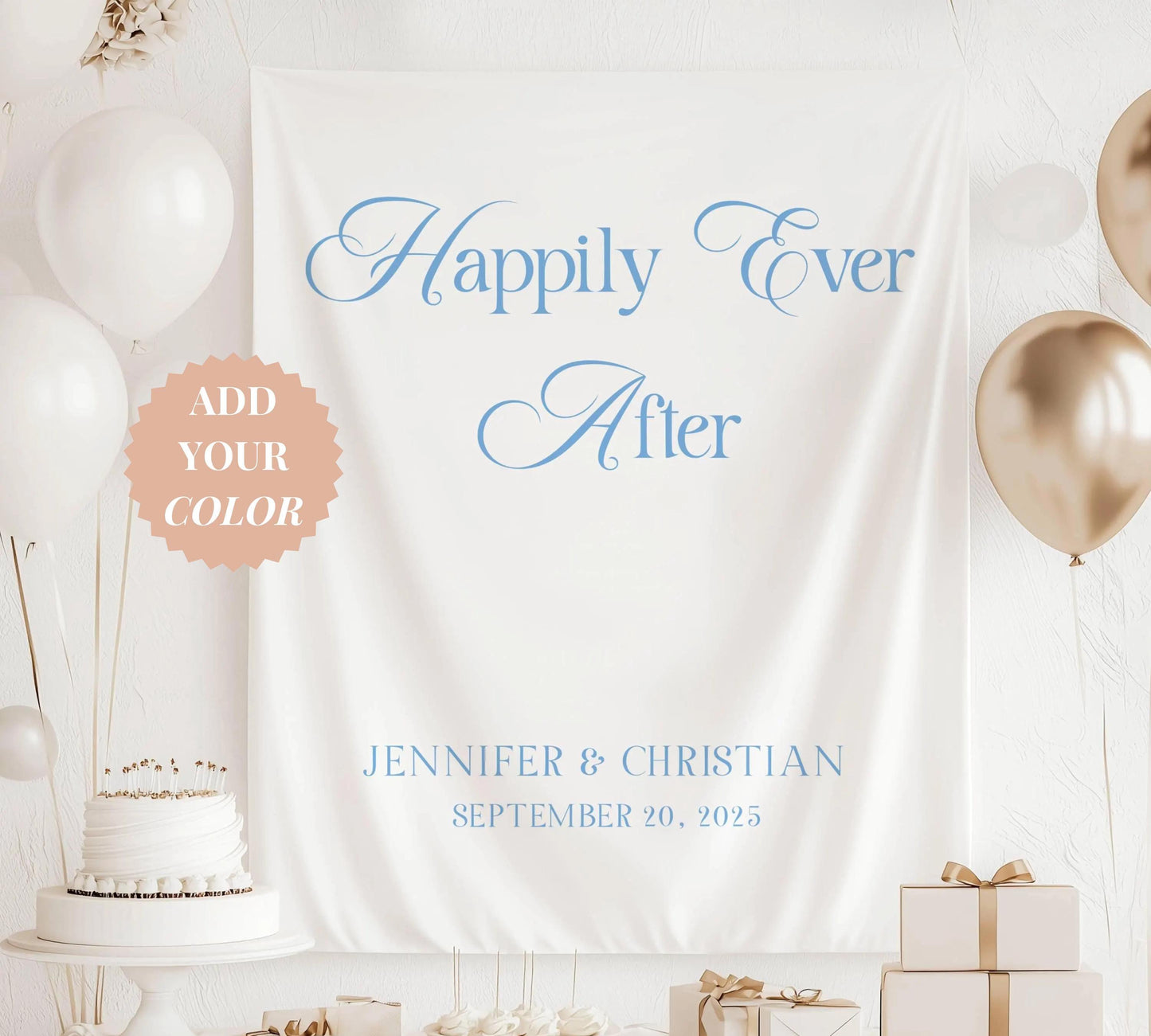 Outdoor Wedding Banner Custom Wedding Welcome Sign Bride Groom Name Sign Custom Fabric Wedding Sign Just Married Banner Happily Ever After - LAUMIANstudio