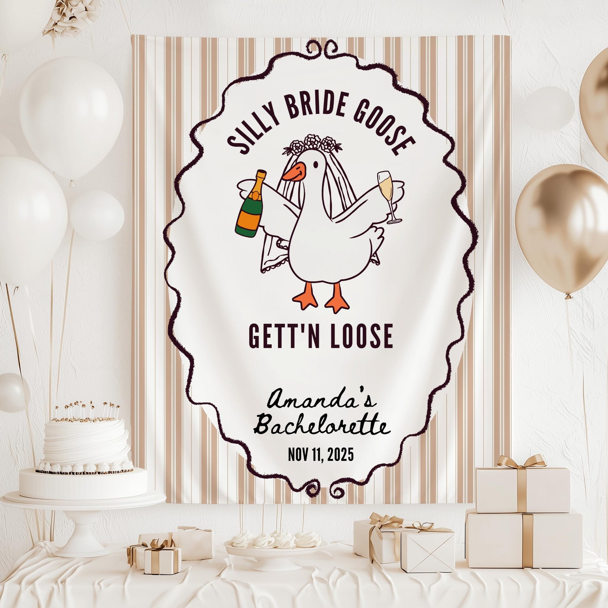 Silly Bride Goose Bachelorette Banner Bridal Silly Goose Bridal Shower Decor Funny Goose Bach Party Backdrop Getting Ready Bridal Sign - LAUMIANstudio