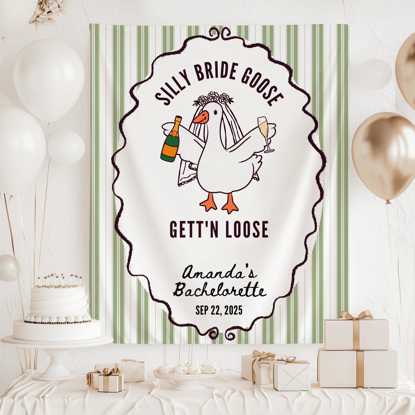 Silly Bride Goose Bachelorette Banner Bridal Silly Goose Bridal Shower Decor Funny Goose Bach Party Backdrop Getting Ready Bridal Sign - LAUMIANstudio
