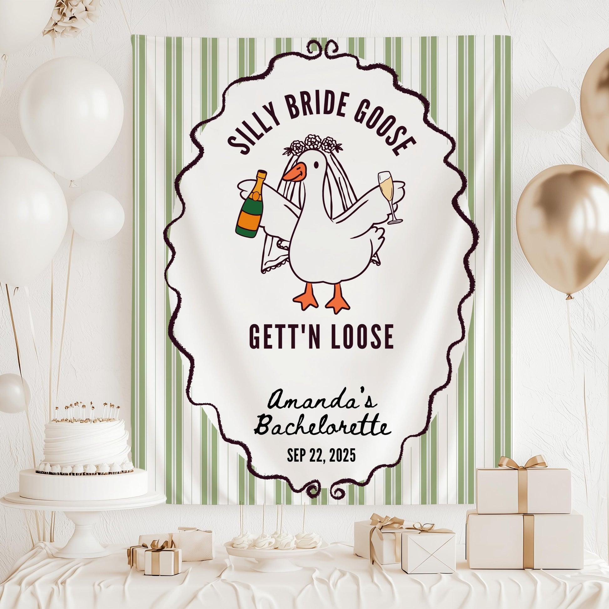 Silly Bride Goose Bachelorette Banner Bridal Silly Goose Bridal Shower Decor Funny Goose Bach Party Backdrop Getting Ready Bridal Sign - LAUMIANstudio