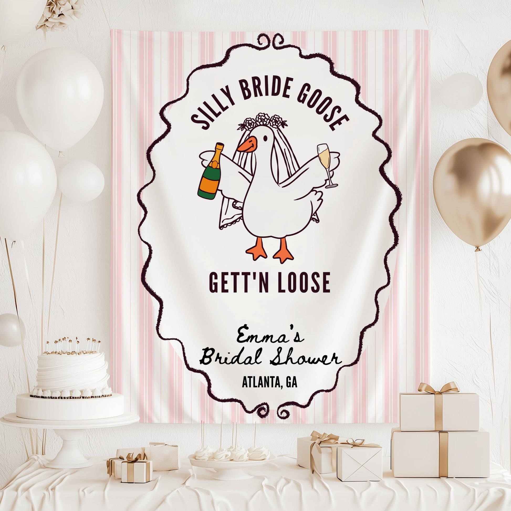 Silly Bride Goose Bachelorette Banner Bridal Silly Goose Bridal Shower Decor Funny Goose Bach Party Backdrop Getting Ready Bridal Sign - LAUMIANstudio