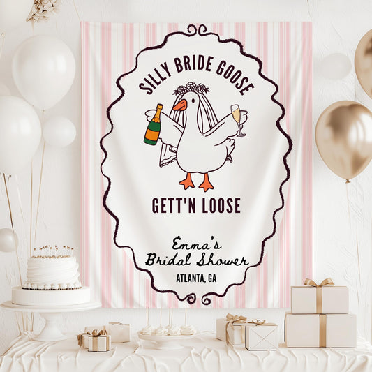 Silly Bride Goose Bachelorette Banner Bridal Silly Goose Bridal Shower Decor Funny Goose Bach Party Backdrop Getting Ready Bridal Sign - LAUMIANstudio