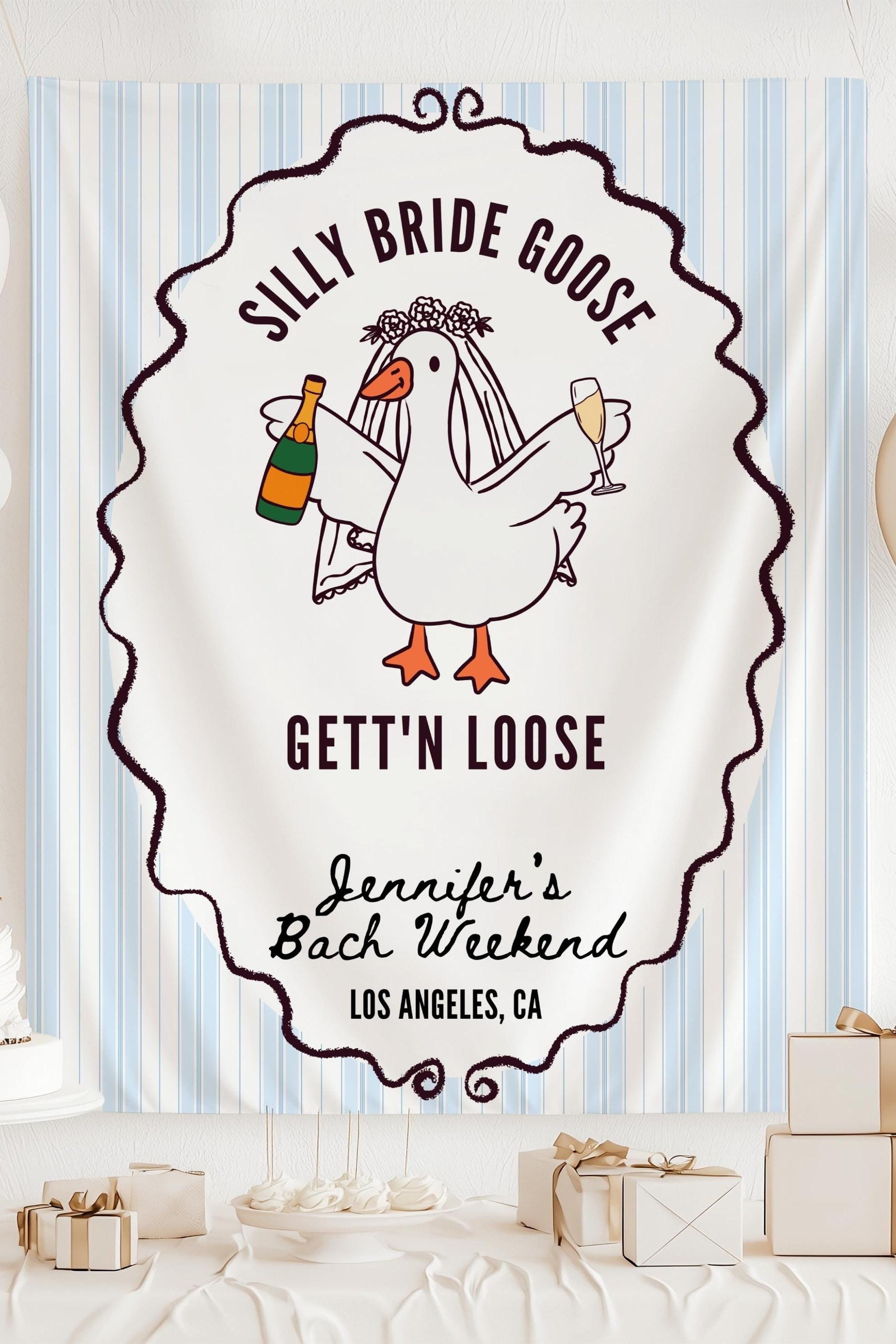 Silly Bride Goose Bachelorette Banner Bridal Silly Goose Bridal Shower Decor Funny Goose Bach Party Backdrop Getting Ready Bridal Sign - LAUMIANstudio