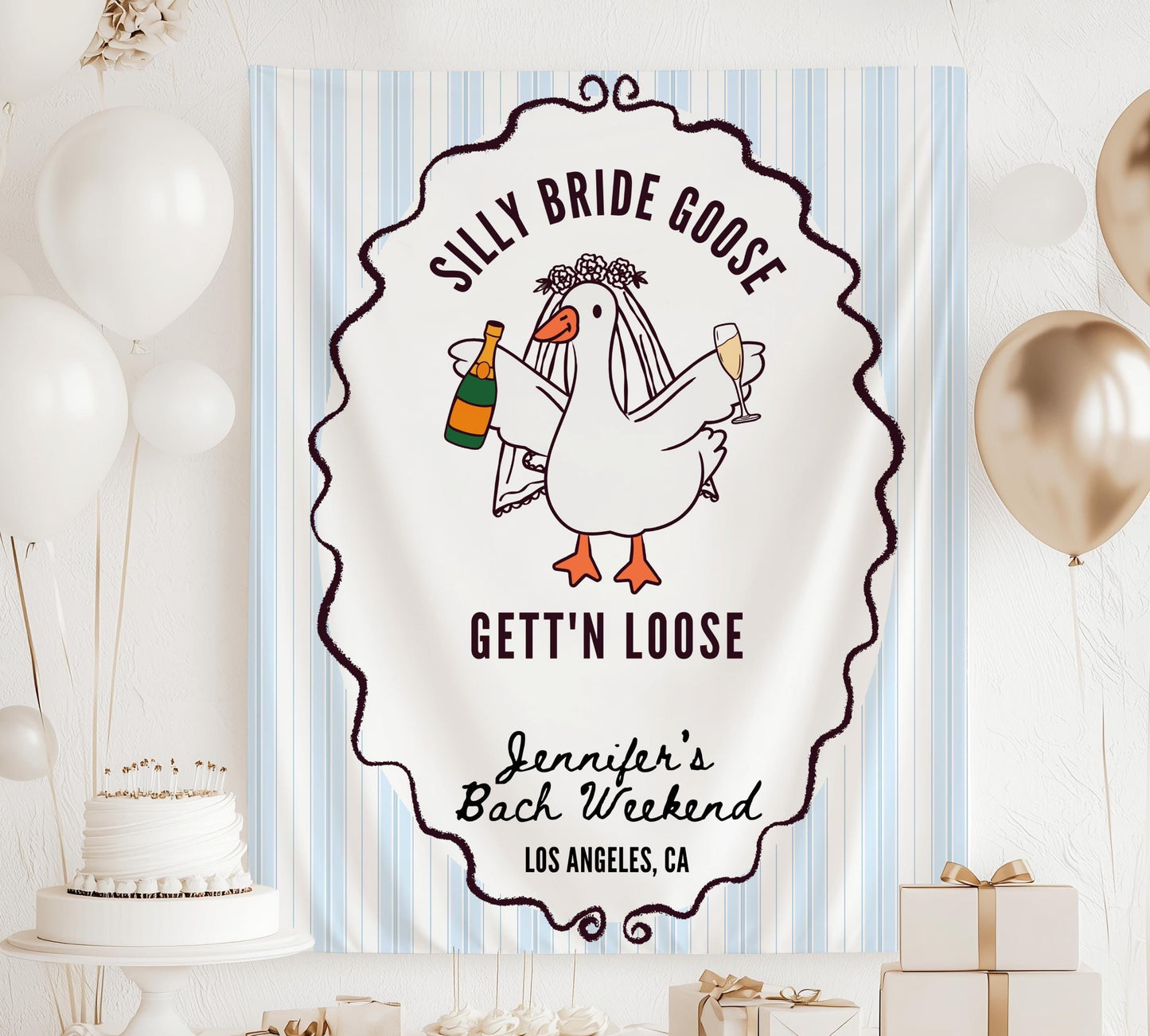 Silly Bride Goose Bachelorette Banner Bridal Silly Goose Bridal Shower Decor Funny Goose Bach Party Backdrop Getting Ready Bridal Sign - LAUMIANstudio