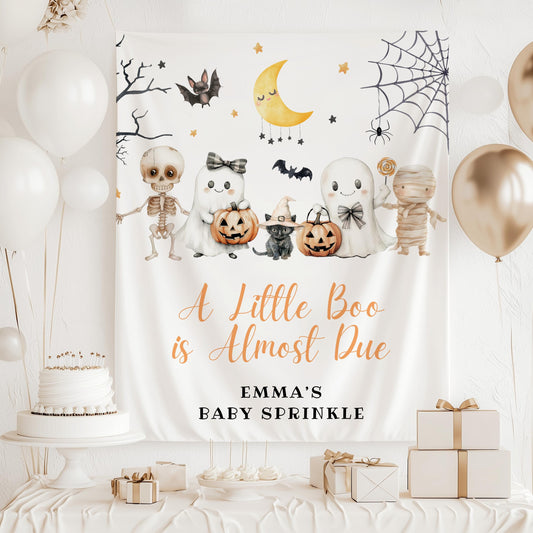 Little Boo is Almost Due Banner Little Boo Baby Shower Decor Spooky Baby Shower Backdrop Halloween Baby Sprinkle Sign Boo is on the Way Sign - LAUMIANstudio