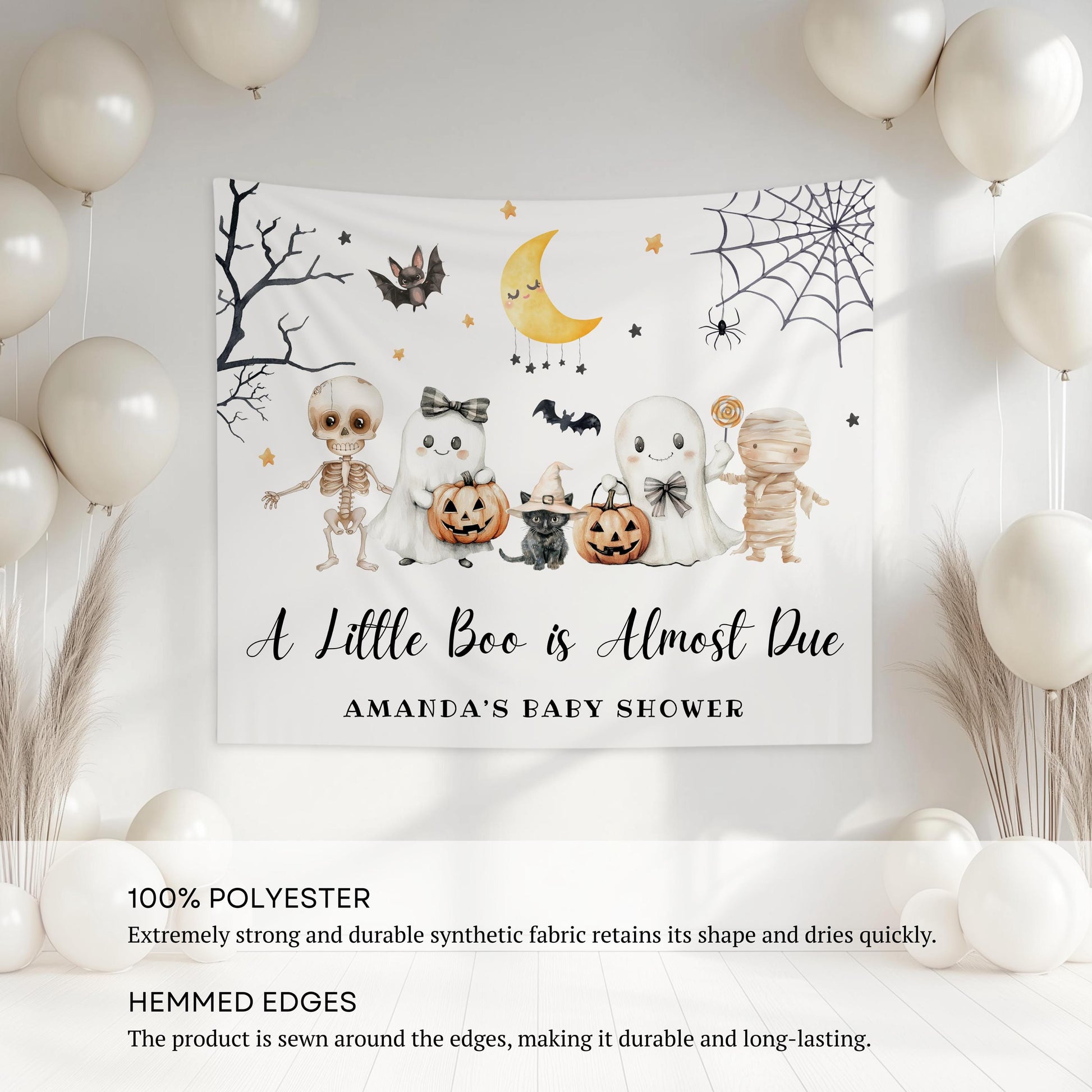 Little Boo is Almost Due Banner Little Boo Baby Shower Decor Spooky Baby Shower Backdrop Halloween Baby Sprinkle Sign Boo is on the Way Sign - LAUMIANstudio