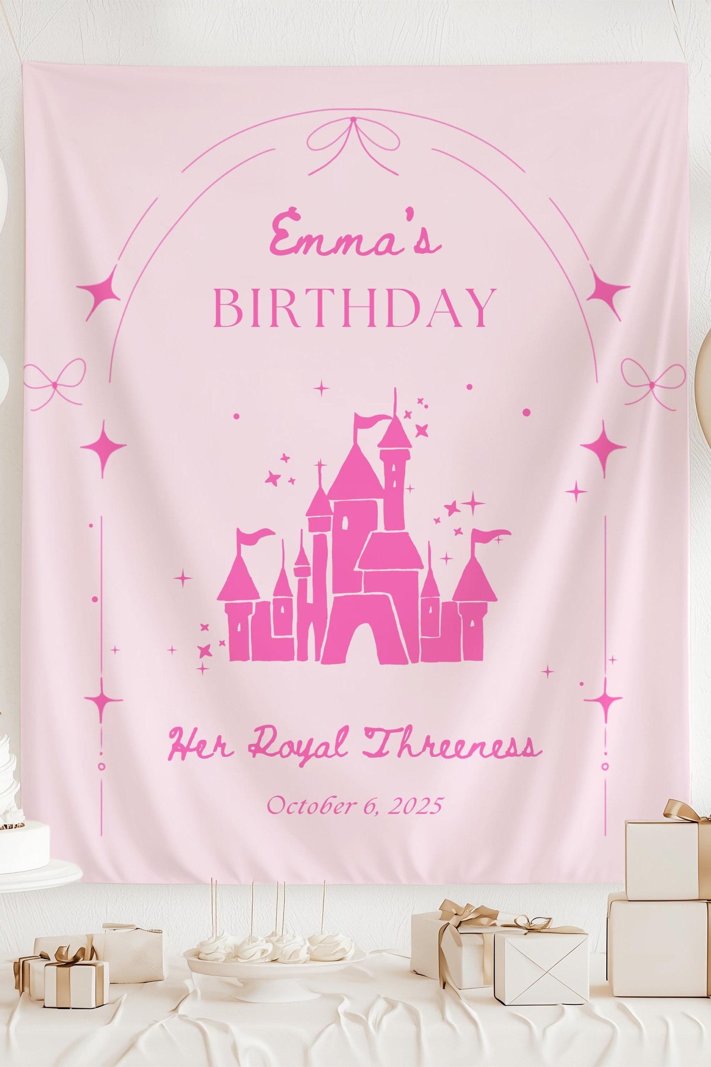 Princess 3rd Birthday Banner Princess Castle 5th Birthday Party Decor Four Ever a Princess Birthday Backdrop Princess Birthday Welcome Sign - LAUMIANstudio