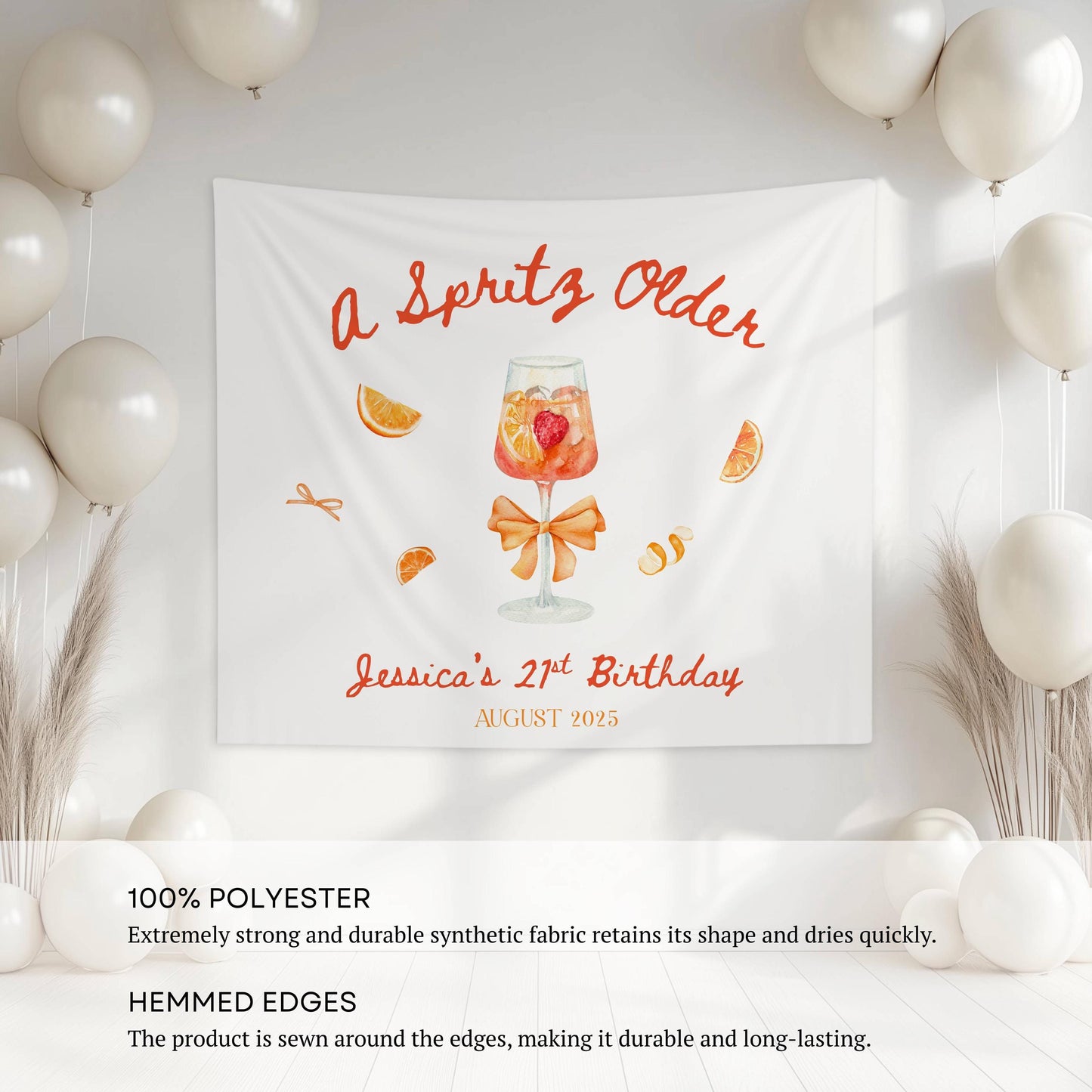 A Spritz Older Birthday Banner Personalized Spritz Birthday Backdrop Summer 30th Birthday Sign Custom 21st Birthday Sign Aperol Spritz Party - LAUMIANstudio