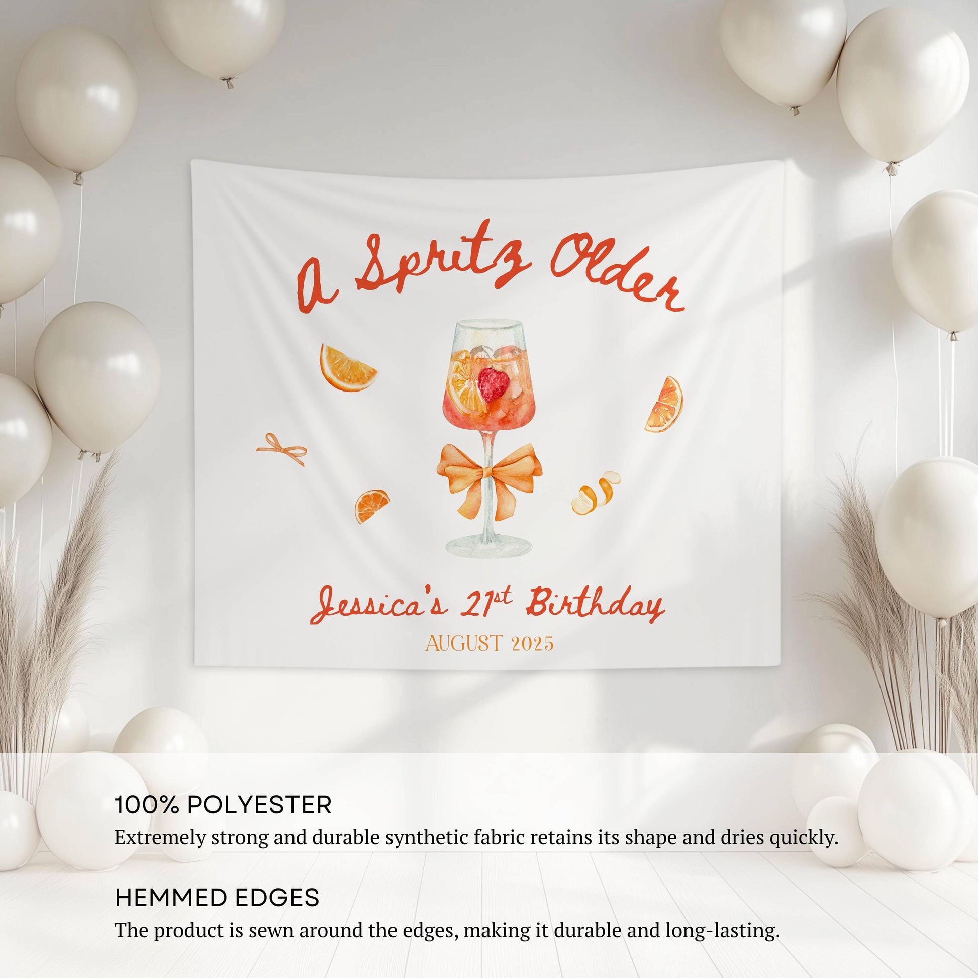 A Spritz Older Birthday Banner Personalized Spritz Birthday Backdrop Summer 30th Birthday Sign Custom 21st Birthday Sign Aperol Spritz Party - LAUMIANstudio