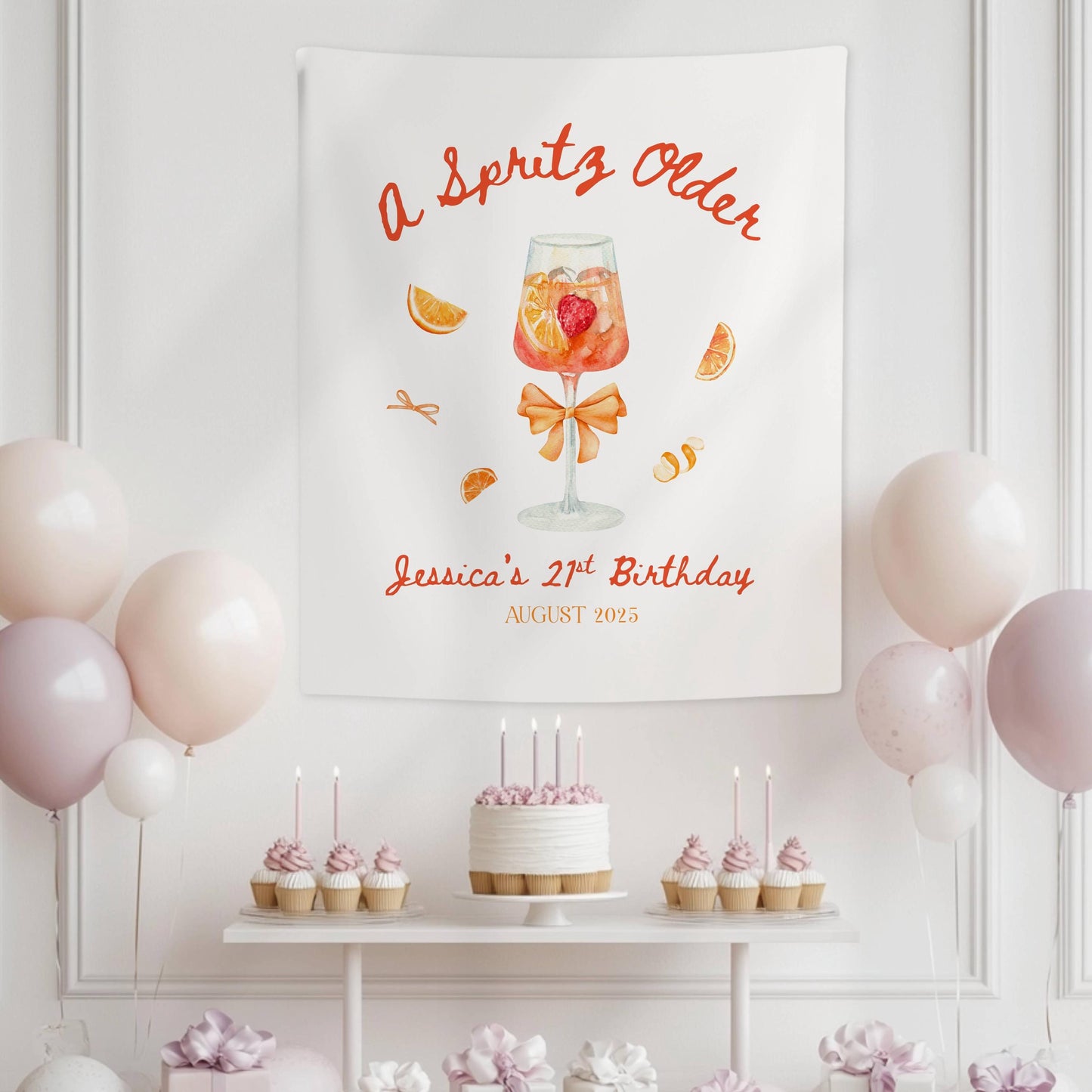 A Spritz Older Birthday Banner Personalized Spritz Birthday Backdrop Summer 30th Birthday Sign Custom 21st Birthday Sign Aperol Spritz Party - LAUMIANstudio