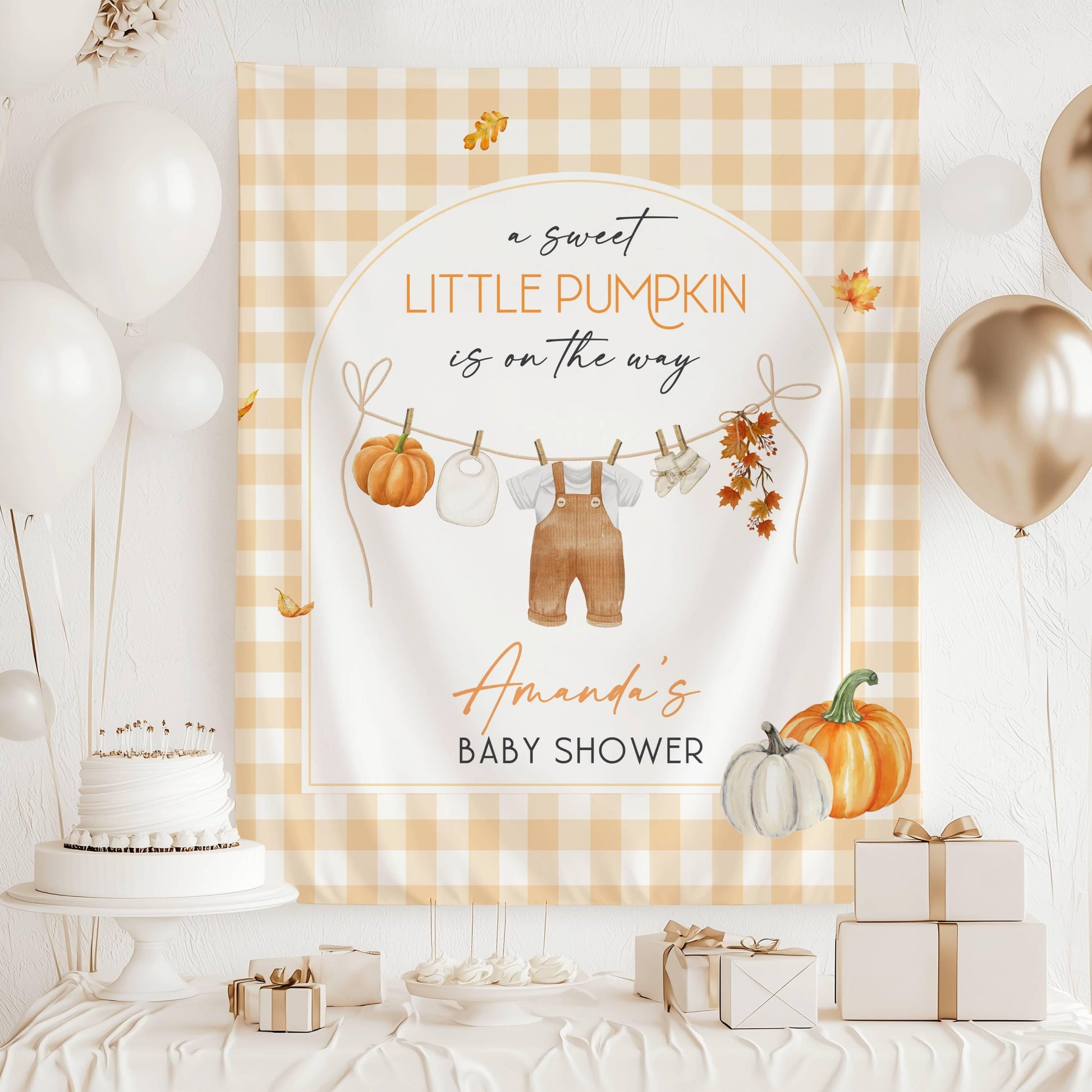 Locally Grown Pumpkin Is On The Way Baby Shower Backdrop Custom Sweet Little Pumpkin Banner Autumn Clothesline Shower Decor Fall Baby Shower - LAUMIANstudio