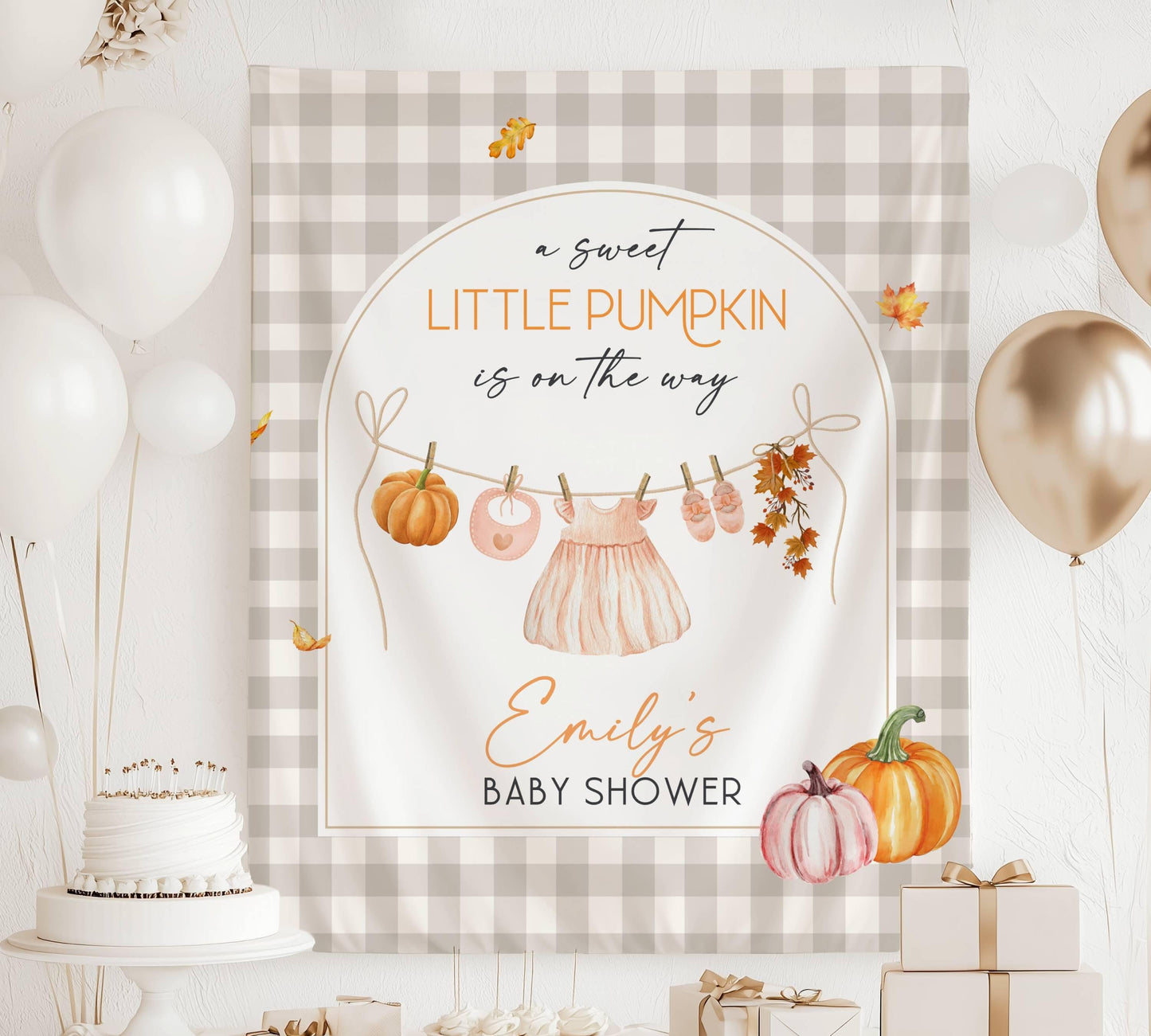 A Sweet Little Pumpkin Is On The Way Banner Baby Girl Pumpkin Shower Decor Pink Fall Baby Sprinkle Backdrop Clothesline Locally Grown Sign - LAUMIANstudio