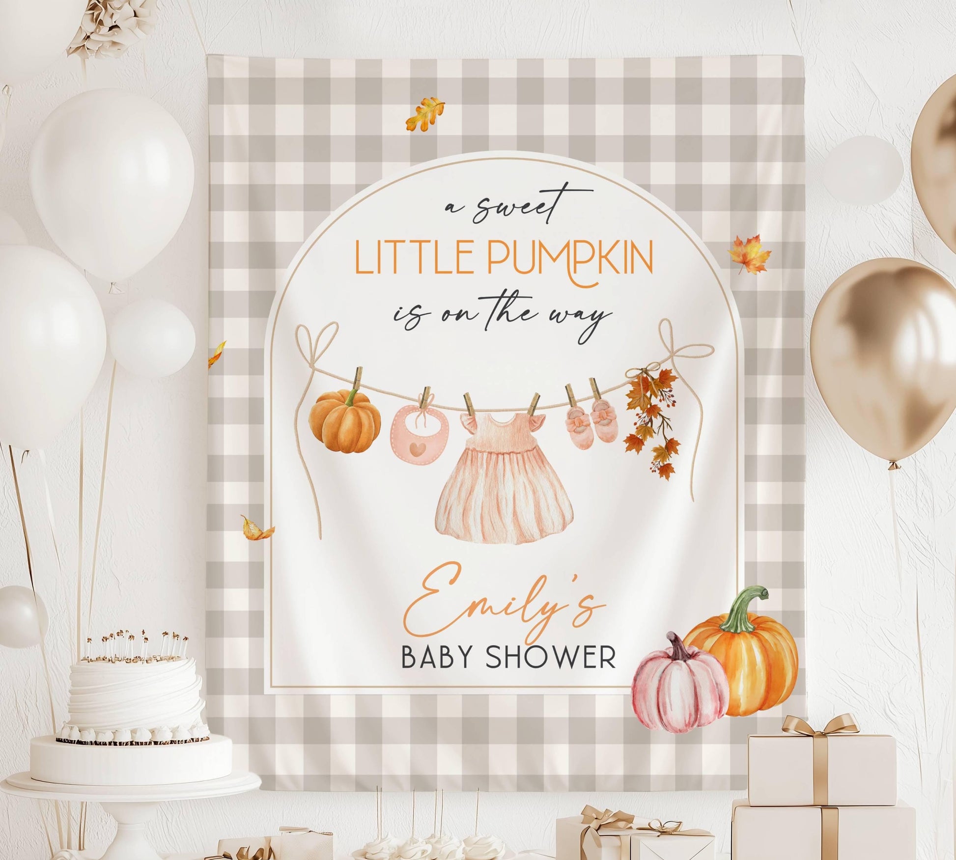 A Sweet Little Pumpkin Is On The Way Banner Baby Girl Pumpkin Shower Decor Pink Fall Baby Sprinkle Backdrop Clothesline Locally Grown Sign - LAUMIANstudio