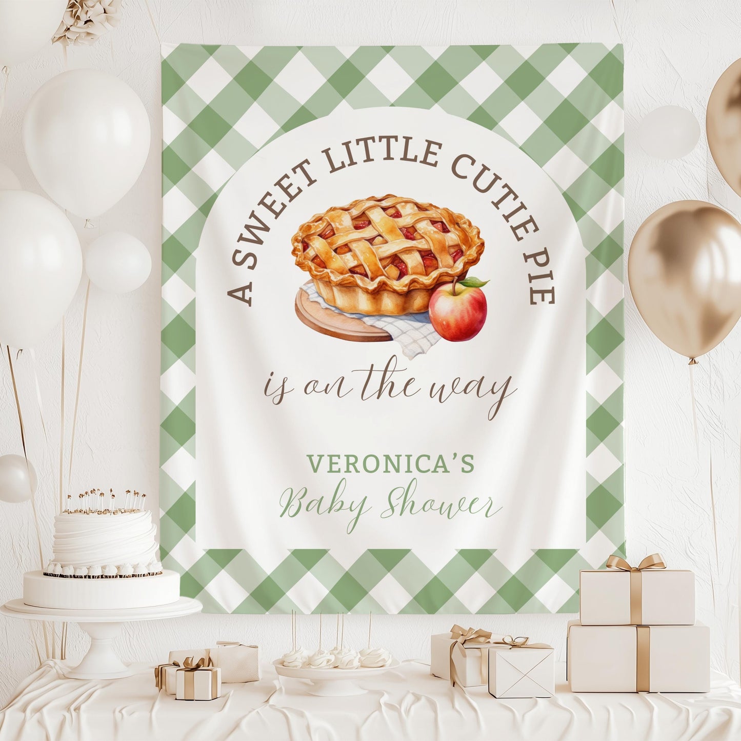 Apple of Our Eye Baby Shower Banner Apple Pie Fall Baby Shower Backdrop Custom Autumn Gender Reveal Backdrop Sweet Little Pie Welcome Sign - LAUMIANstudio