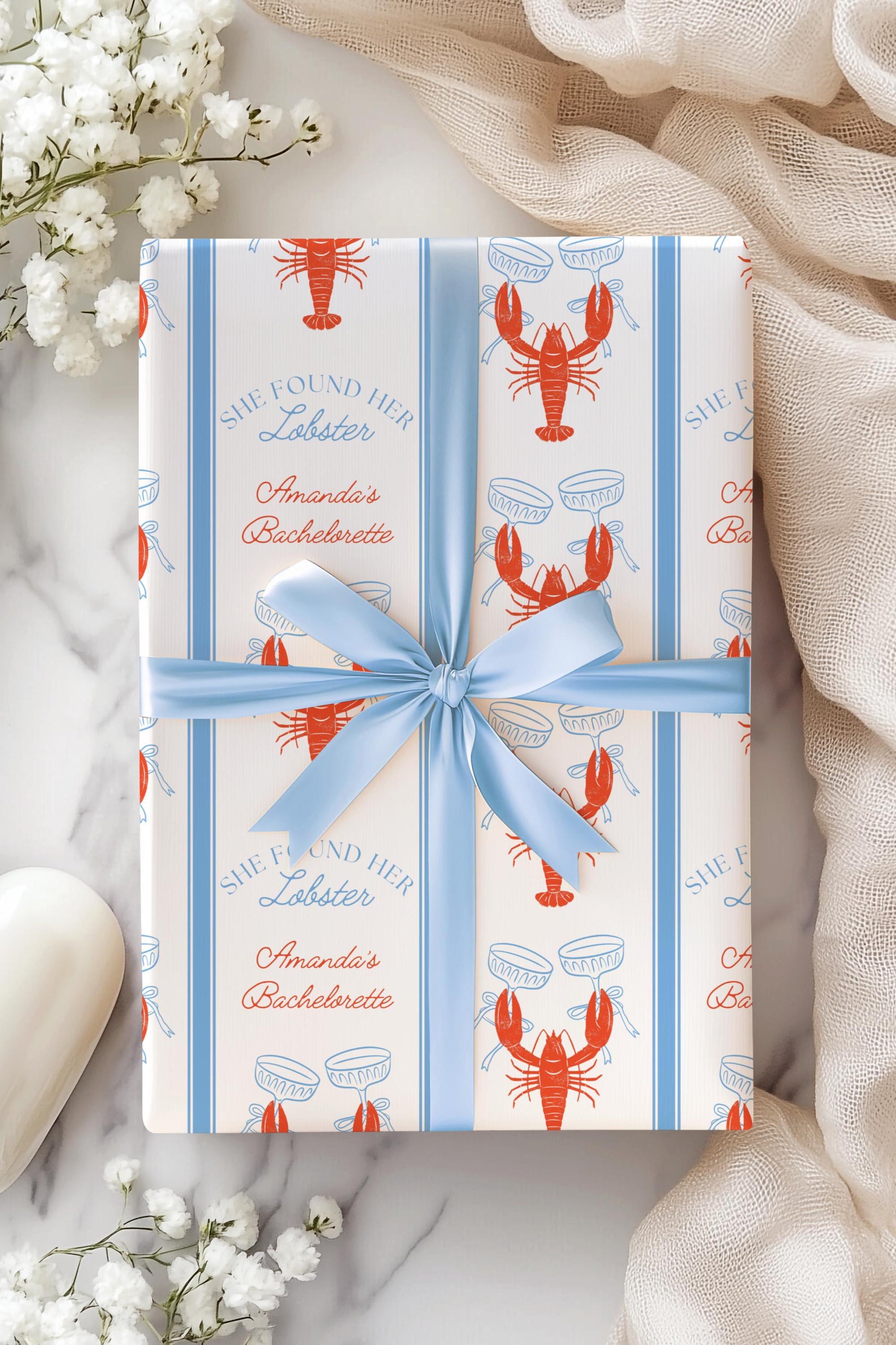 She Found Her Lobster Wrapping Paper Coastal Bachelorette Gift Wrapping Lobster Bridal Shower Wrapping Paper Lobster Martini Gift Wrap Funny - LAUMIANstudio