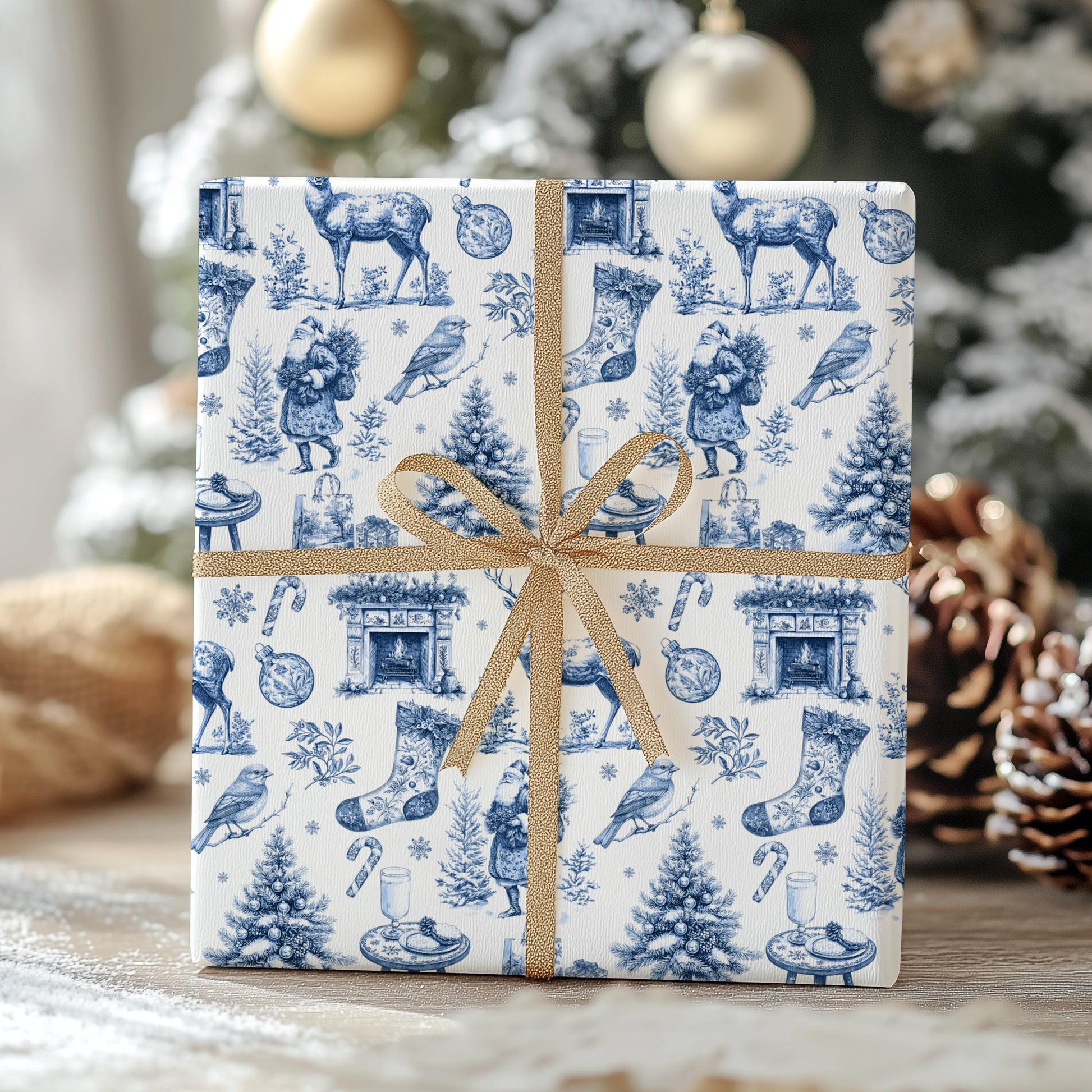 Red Christmas Toile Wrapping Paper Red Christmas Gift Wrap Classic Christmas French Toile Wrapping Paper Vintage Holiday Wrapping Paper - LAUMIANstudio