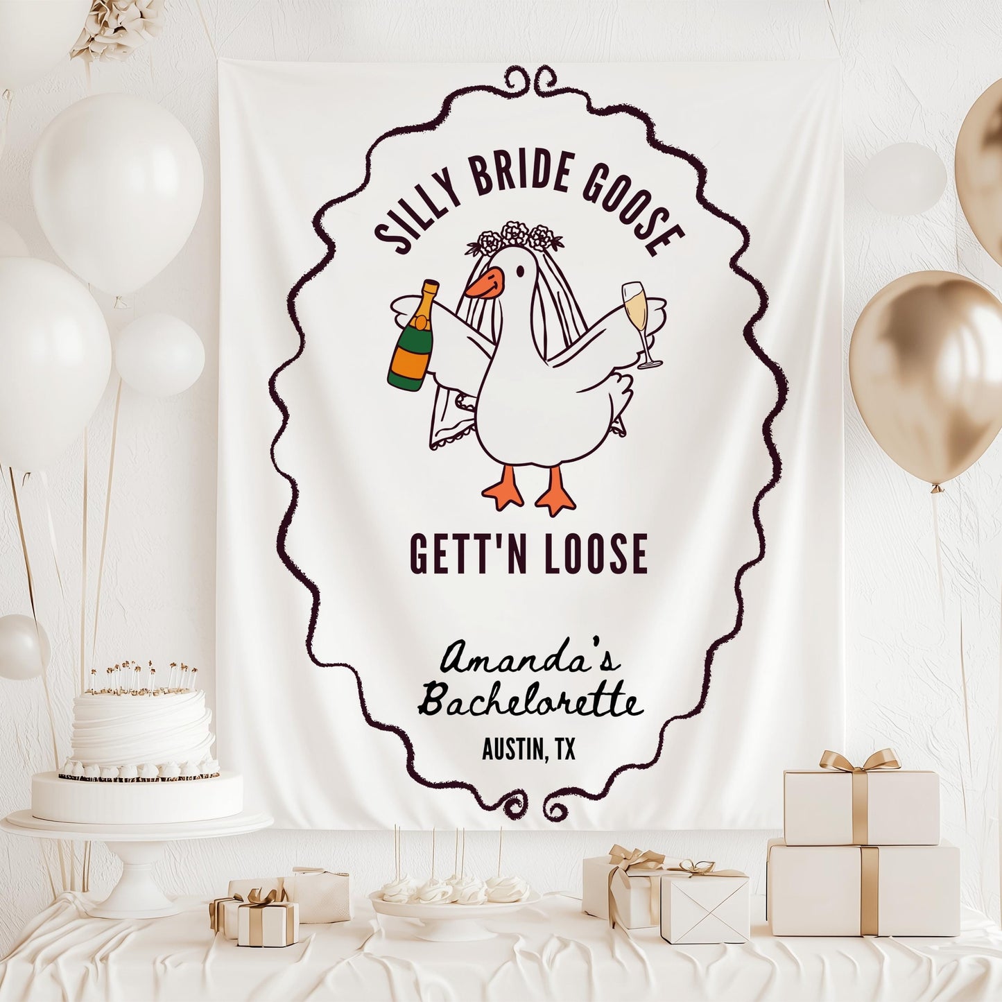 Silly Bride Goose Bachelorette Banner Bridal Silly Goose Bridal Shower Decor Funny Goose Bach Party Backdrop Getting Ready Bridal Sign - LAUMIANstudio