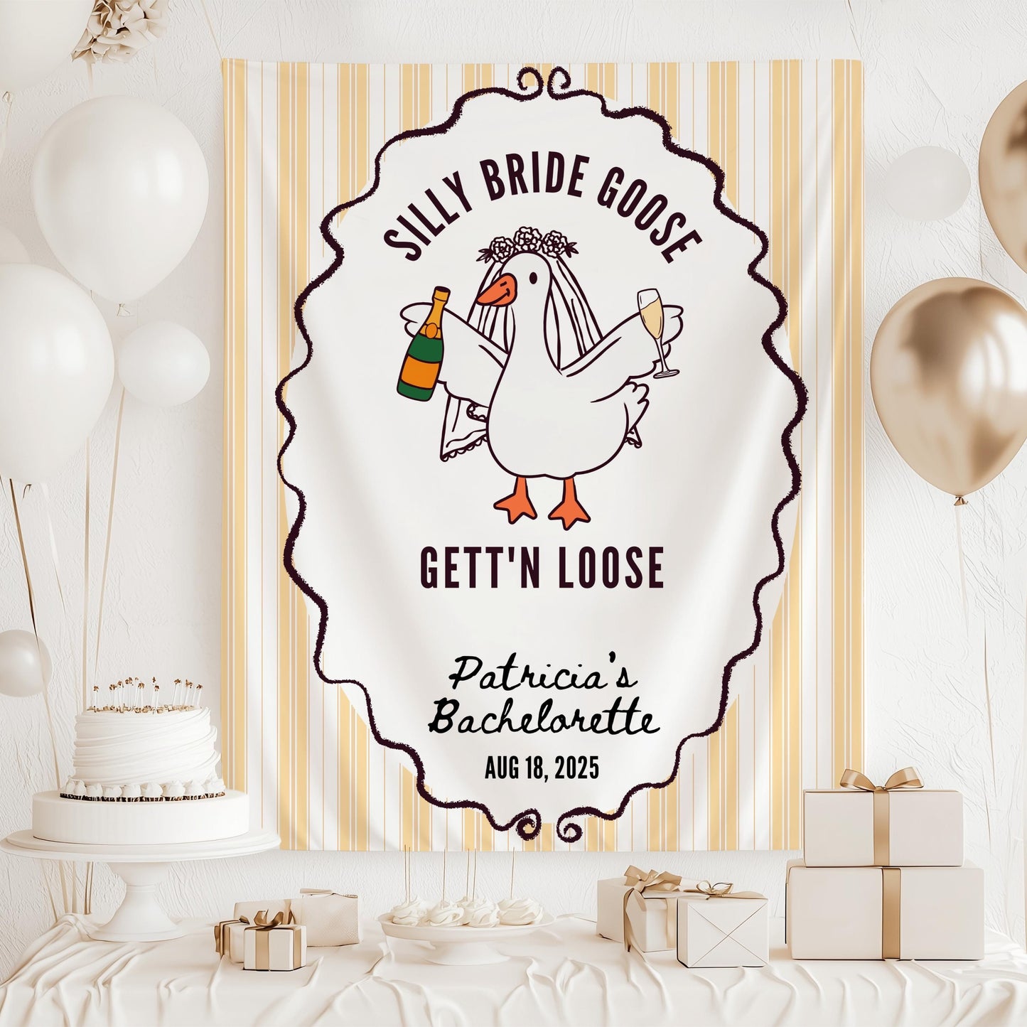 Silly Bride Goose Bachelorette Banner Bridal Silly Goose Bridal Shower Decor Funny Goose Bach Party Backdrop Getting Ready Bridal Sign - LAUMIANstudio