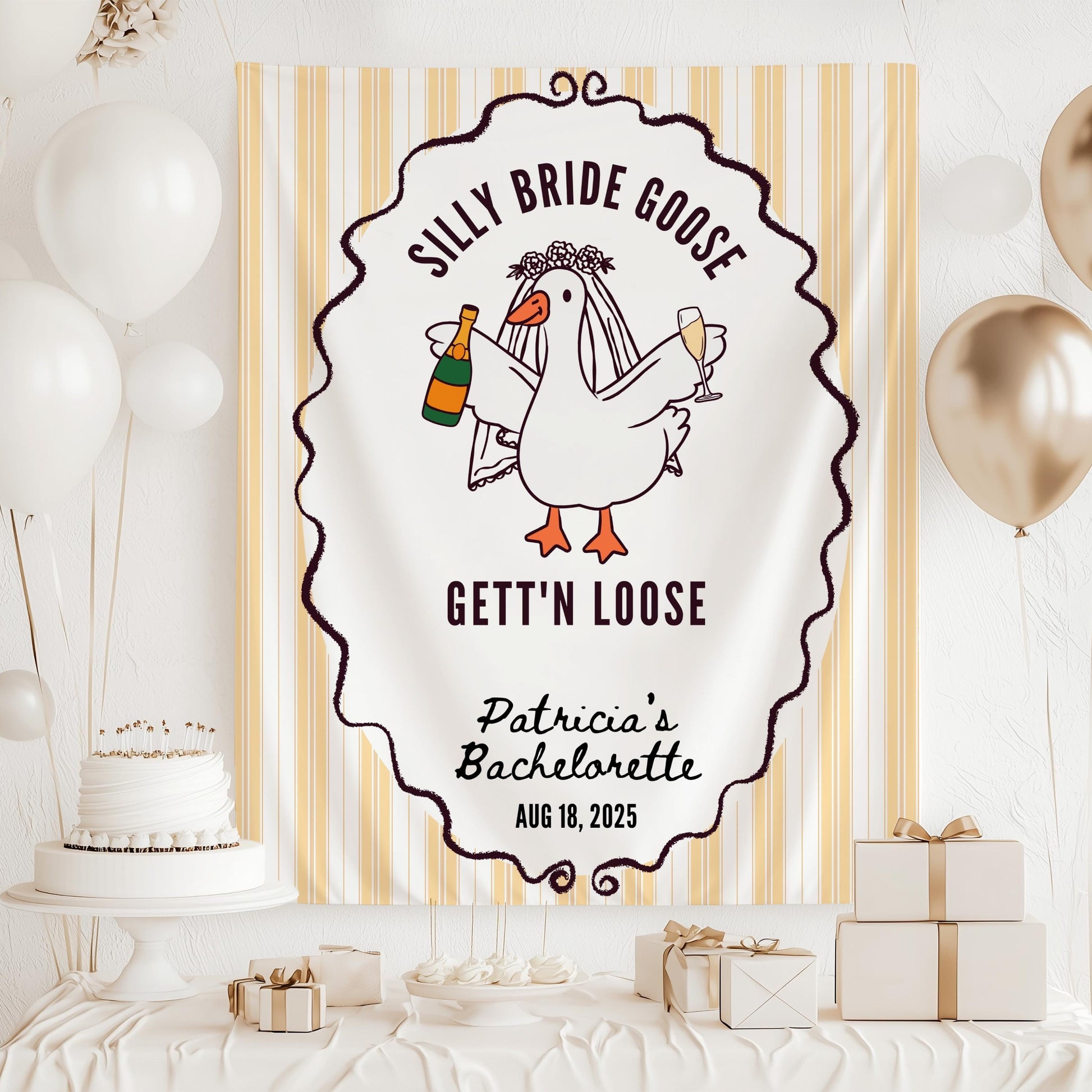 Silly Bride Goose Bachelorette Banner Bridal Silly Goose Bridal Shower Decor Funny Goose Bach Party Backdrop Getting Ready Bridal Sign - LAUMIANstudio