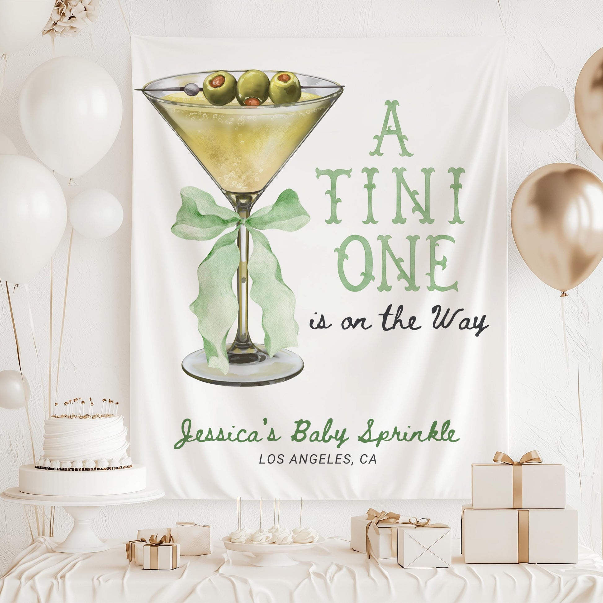 Martini Baby Shower Sign Martini Olive Baby Shower Banner A Tini One is on the Way Backdrop Cocktail Baby Shower Decor Martini Photo Banner - LAUMIANstudio