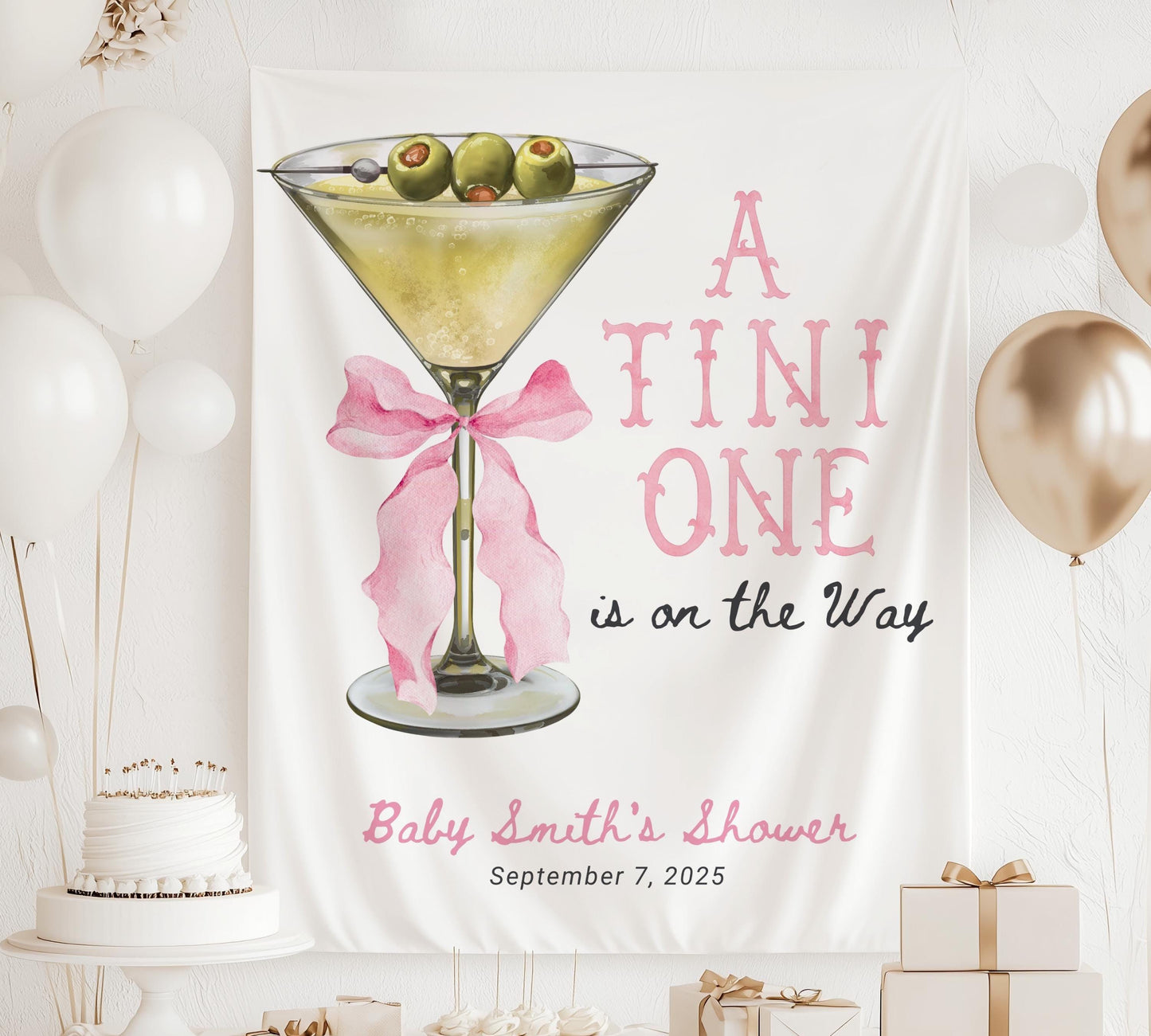 Martini Baby Shower Sign Martini Olive Baby Shower Banner A Tini One is on the Way Backdrop Cocktail Baby Shower Decor Martini Photo Banner - LAUMIANstudio