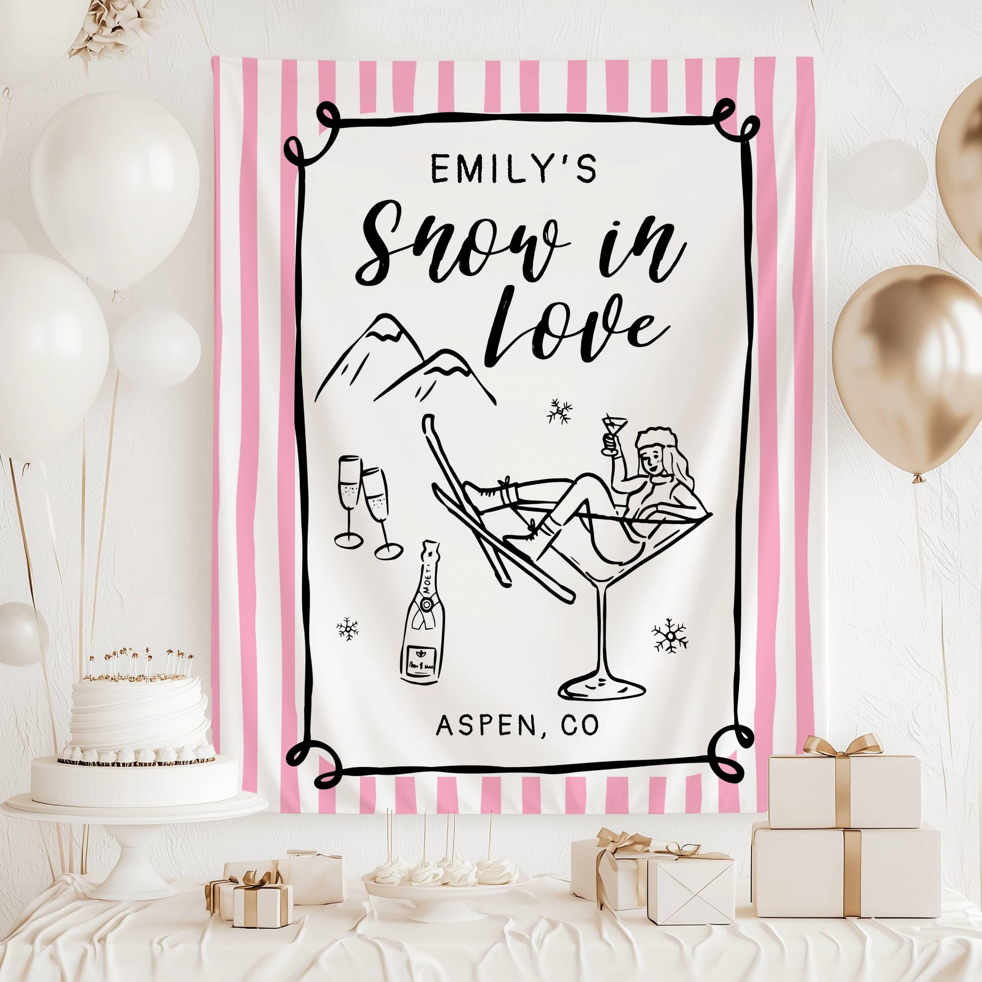 Last Toast on the Slopes Banner Custom Winter Bachelorette Banner Apres Ski Bridal Shower Backdrop Bach Weekend Ski Decor Shower in Mountain - LAUMIANstudio