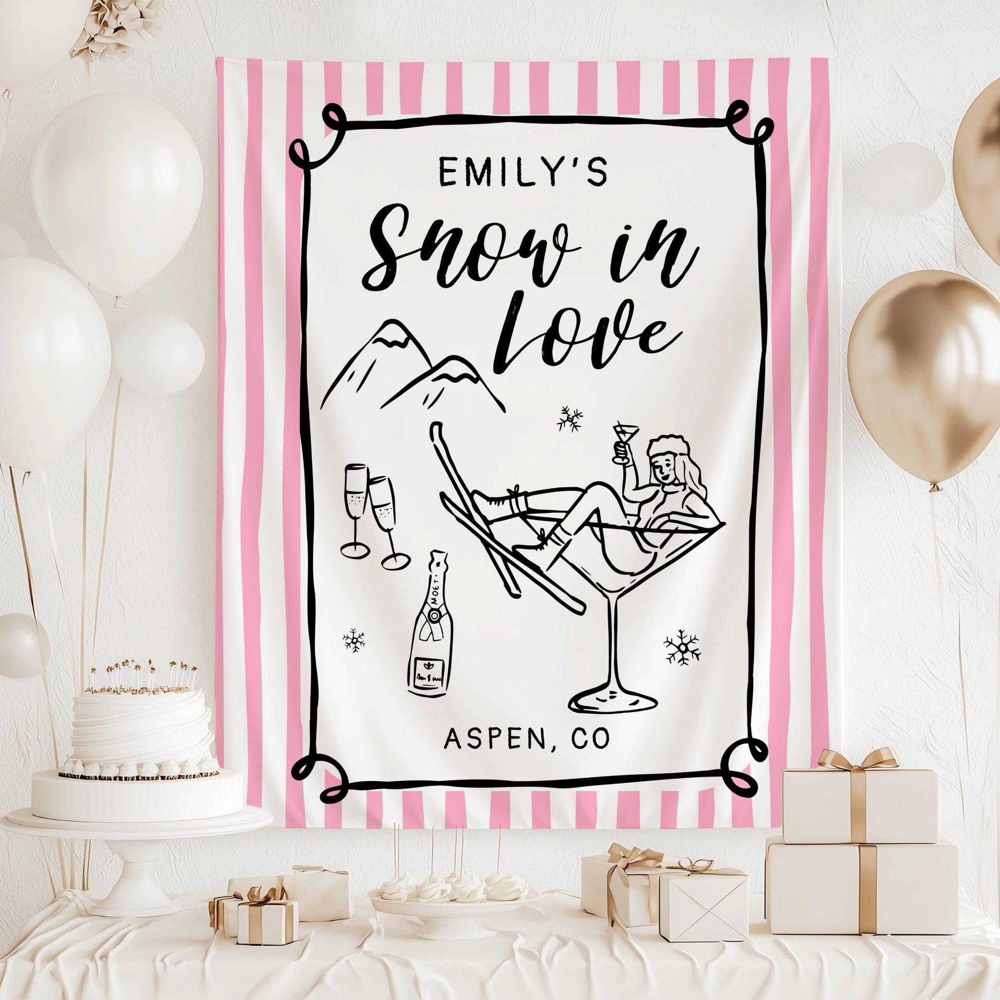 Après Ski Bachelorette Backdrop Winter Bridal Shower in Mountain Après Ski Bach Weekend Welcome Sign Bachelorette in Aspen Après Ski Banner - LAUMIANstudio