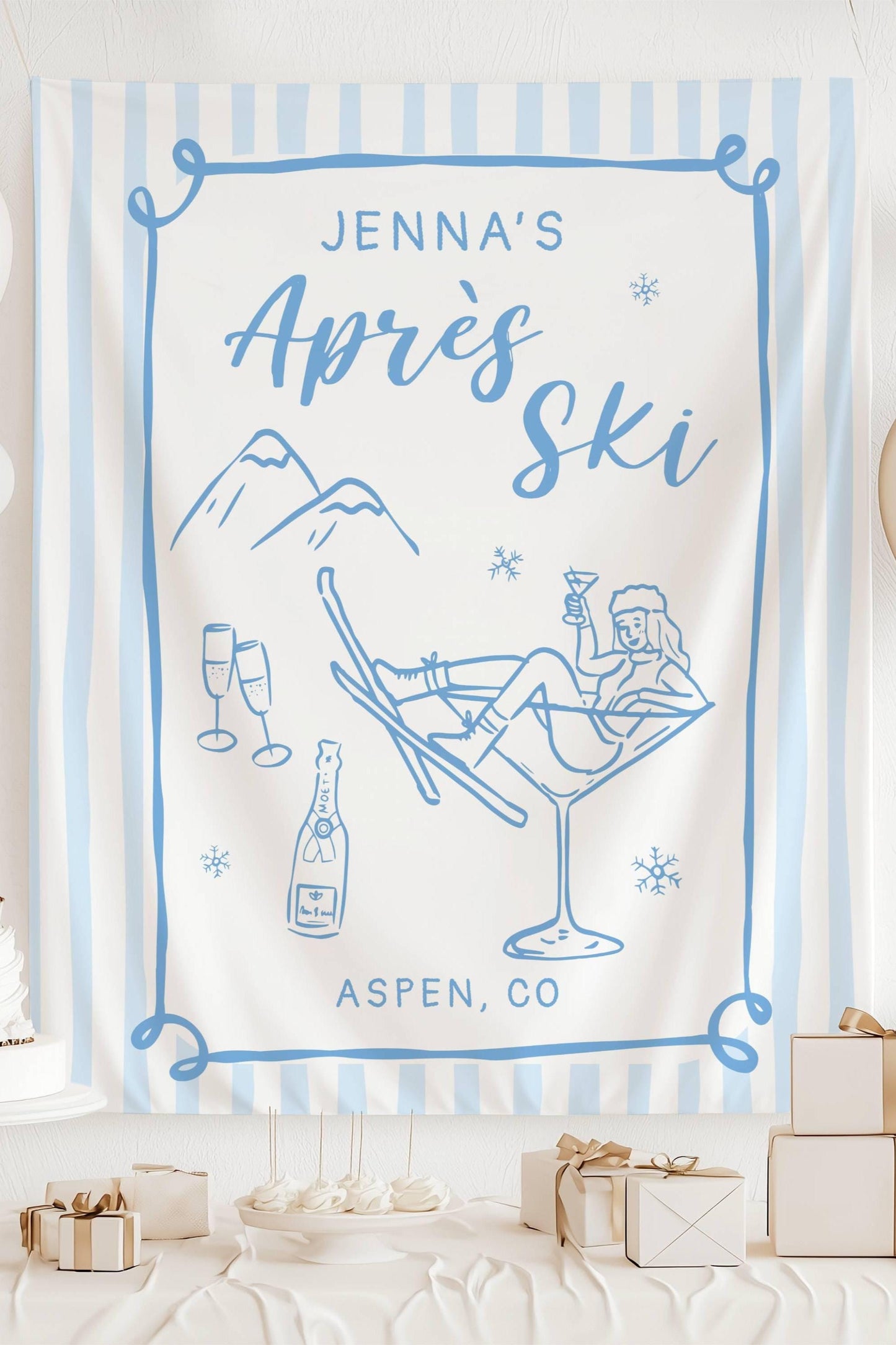 Après Ski Bachelorette Backdrop Winter Bridal Shower in Mountain Après Ski Bach Weekend Welcome Sign Bachelorette in Aspen Après Ski Banner - LAUMIANstudio