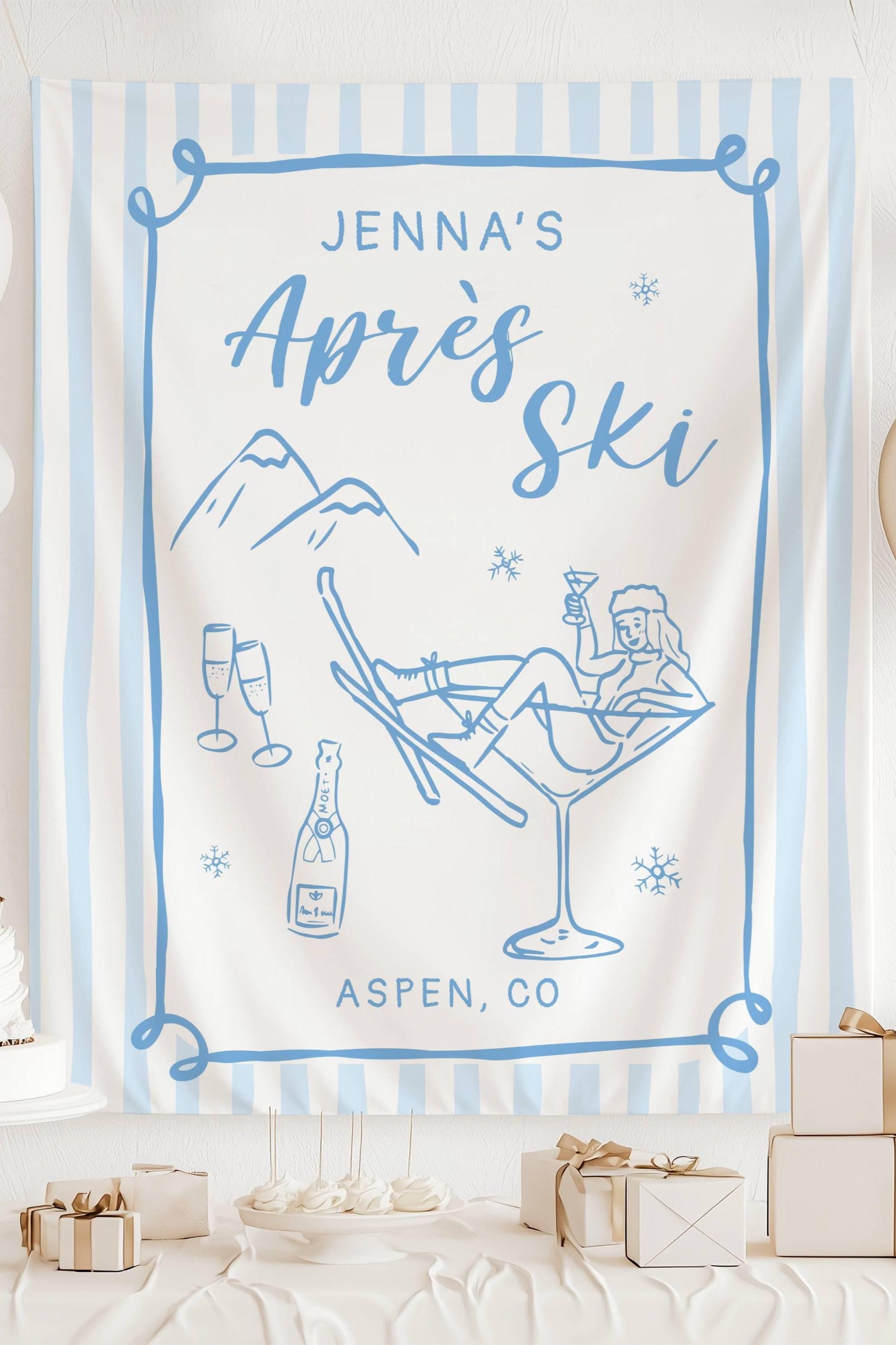Après Ski Bachelorette Backdrop Winter Bridal Shower in Mountain Après Ski Bach Weekend Welcome Sign Bachelorette in Aspen Après Ski Banner - LAUMIANstudio