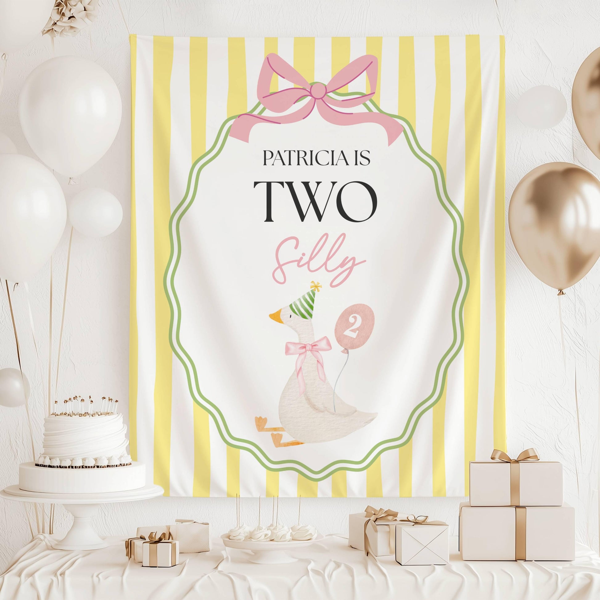 Silly Goose 1st Birthday Banner One Silly Goose Decor Birthday Party Goose Welcome Sign Boy First Birthday Backdrop Custom Wall Tapestry - LAUMIANstudio