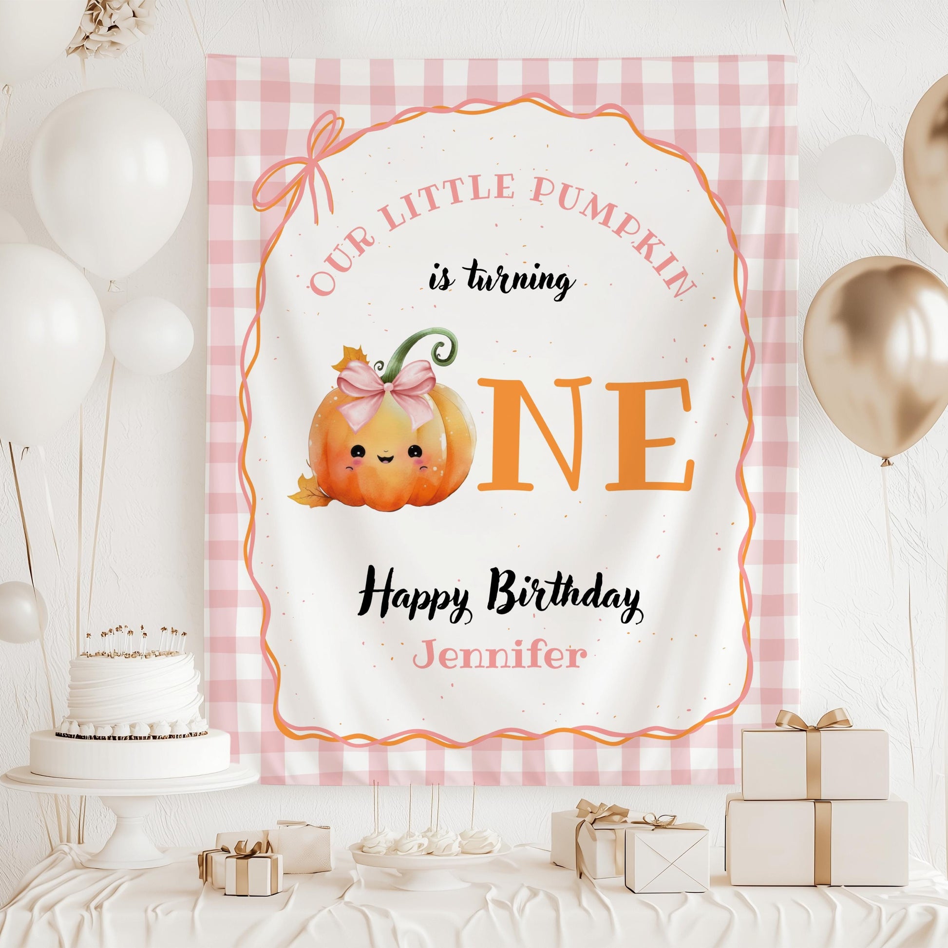 Pumpkin is Two Banner Fall Birthday Party Decor Autumn 2nd Birthday Backdrop Little Pumpkin is Turning Two Fabric Sign Second Birthday Decor - LAUMIANstudio