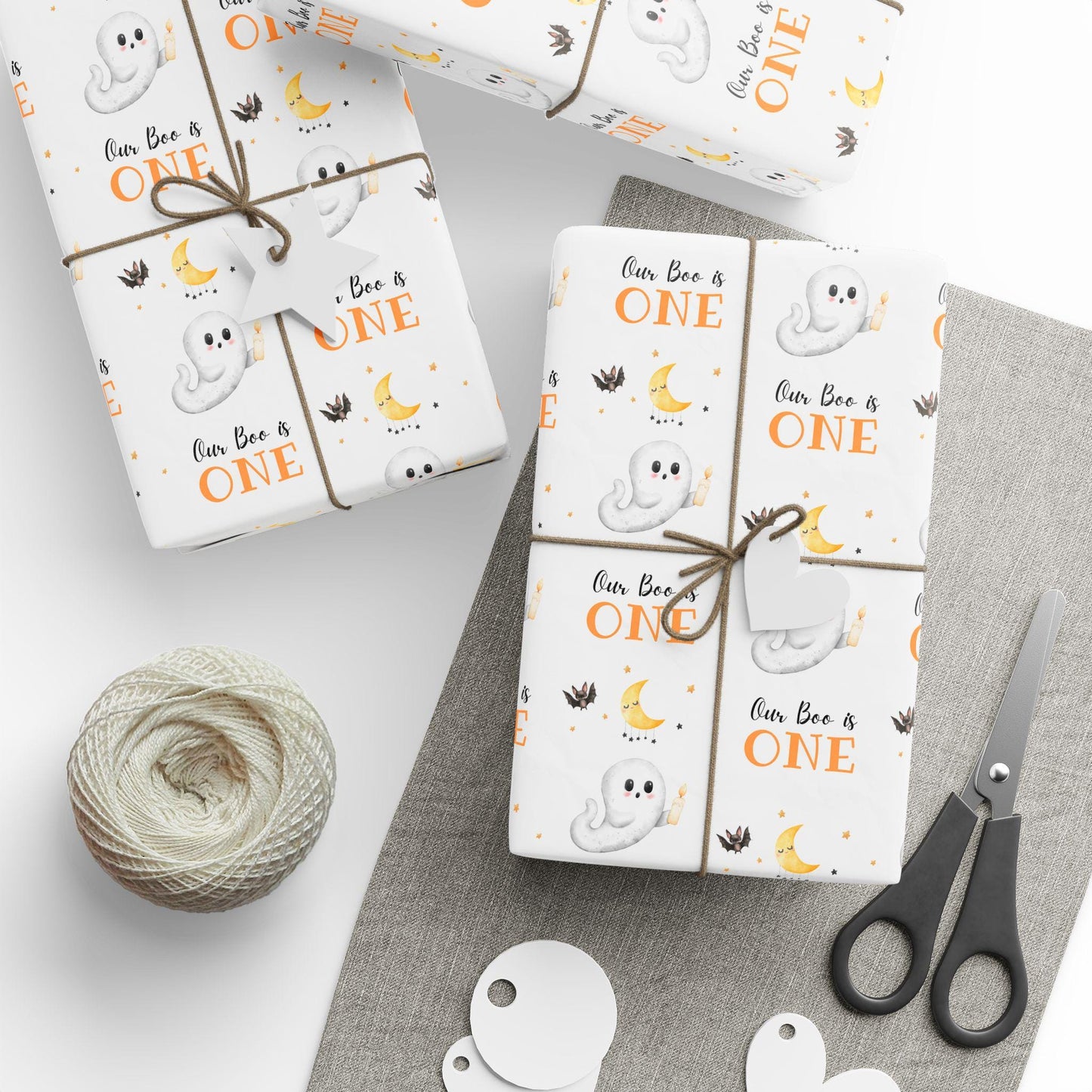 Our Boo is ONE Wrapping Paper ANY AGE Spooky First Birthday Gift Wrap Halloween Birthday Wrapping Paper Roll Little Boo 1st Birthday Gift - LAUMIANstudio