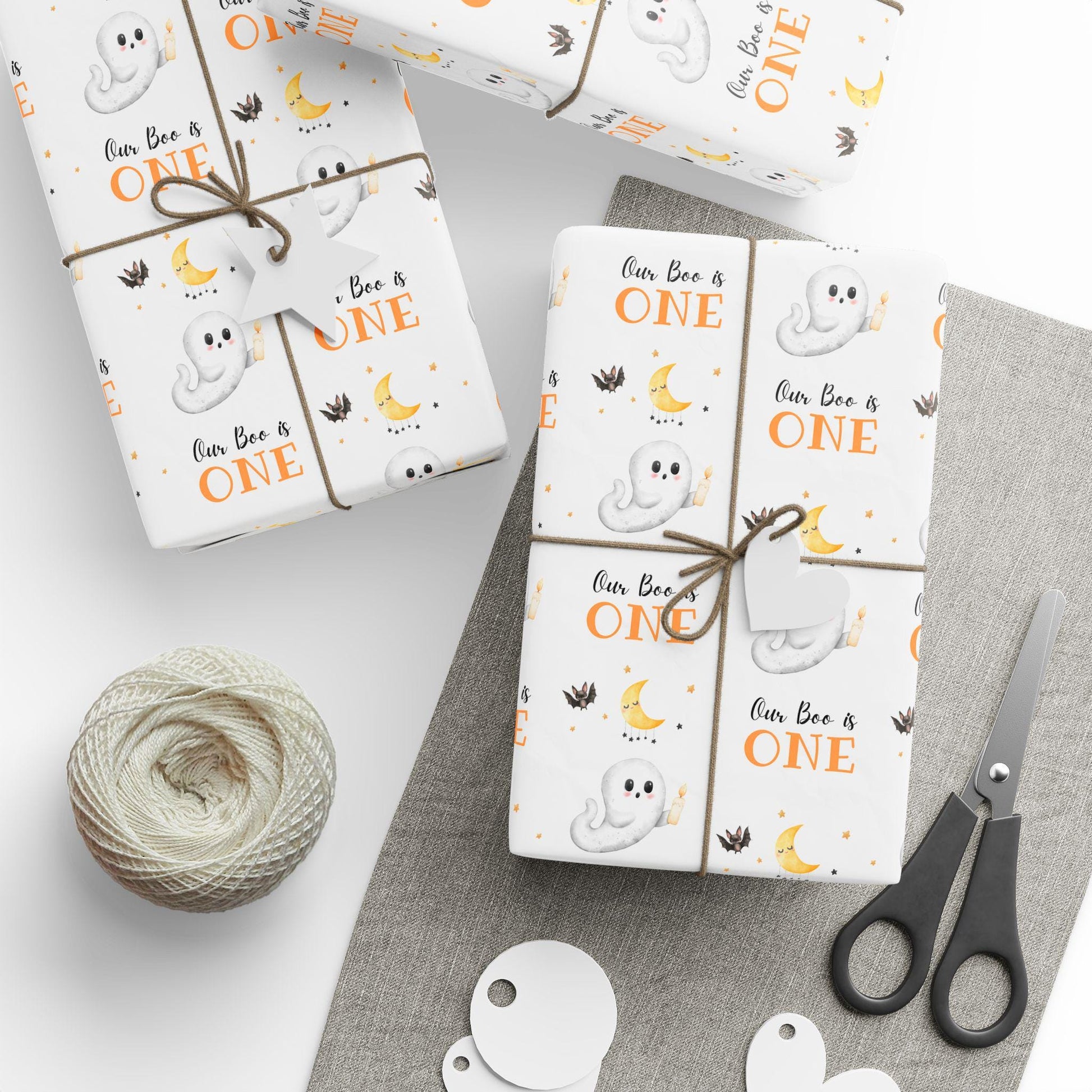 Our Boo is ONE Wrapping Paper ANY AGE Spooky First Birthday Gift Wrap Halloween Birthday Wrapping Paper Roll Little Boo 1st Birthday Gift - LAUMIANstudio