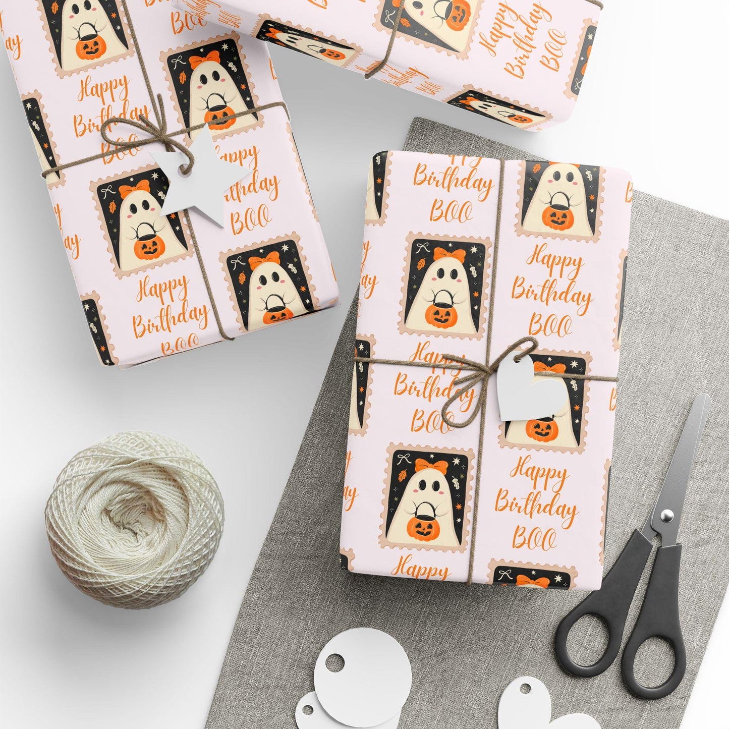 Boo is Two Wrapping Paper Boo Birthday Gift Wrap Cute Ghost Baby Girl Birthday Party Gift Wrapping Paper Roll Fall Birthday Gift Wrap Spooky - LAUMIANstudio