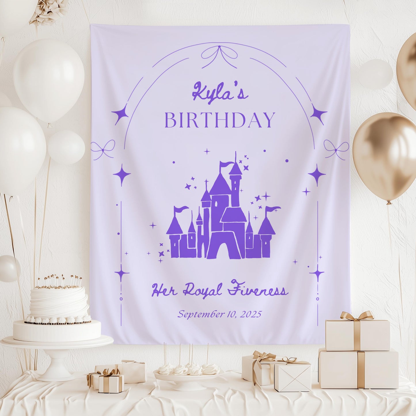 Princess 3rd Birthday Banner Princess Castle 5th Birthday Party Decor Four Ever a Princess Birthday Backdrop Princess Birthday Welcome Sign - LAUMIANstudio