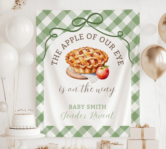 Apple of Our Eye Baby Shower Banner Apple Pie Fall Baby Shower Backdrop Custom Autumn Gender Reveal Backdrop Sweet Little Pie Welcome Sign - LAUMIANstudio