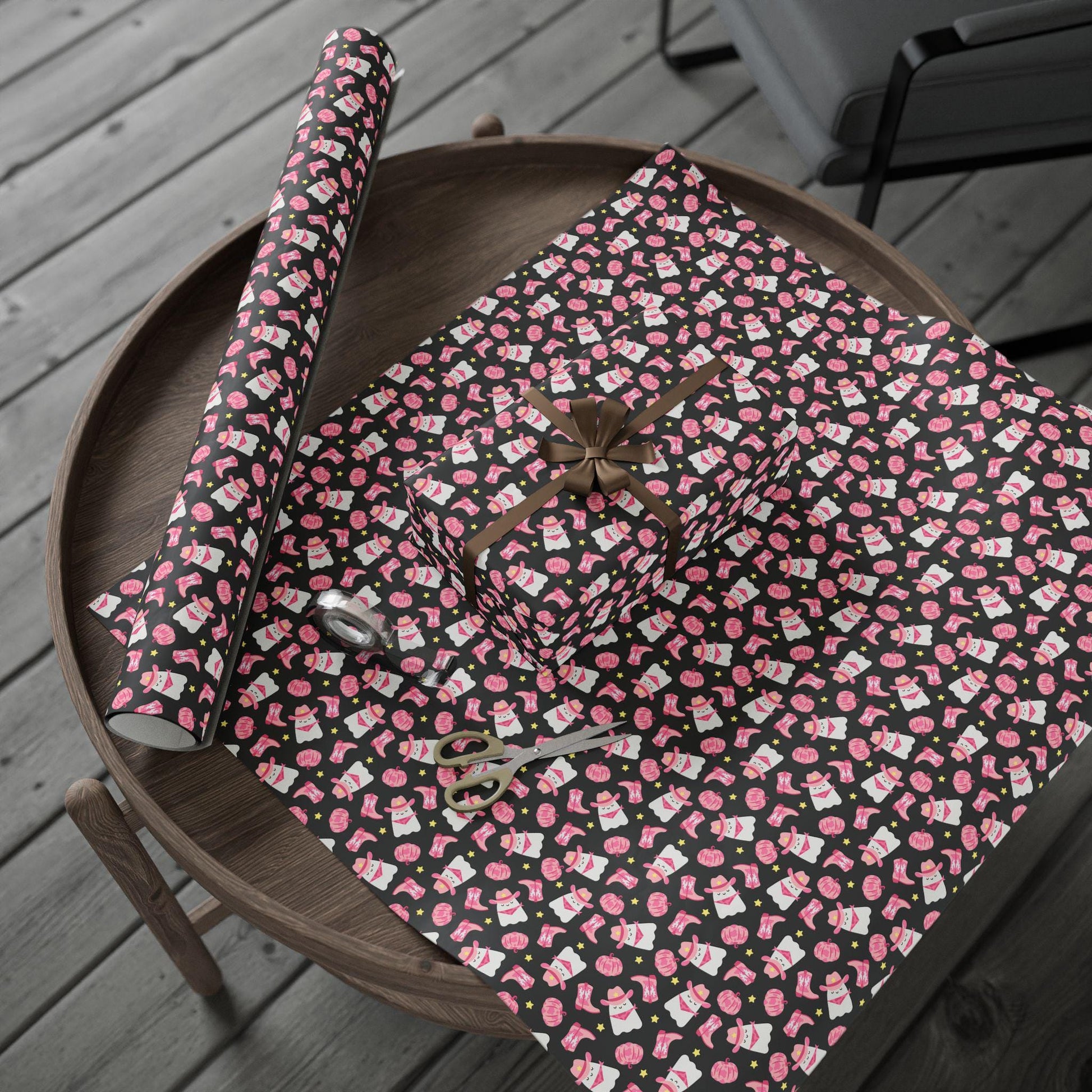 Cowgirl Boo Wrapping Paper Spooky Birthday Gift Wrap Personalized Cowgirl Birthday Wrapping Paper Roll Spooky Cowgirl Baby Shower Gift Wrap - LAUMIANstudio