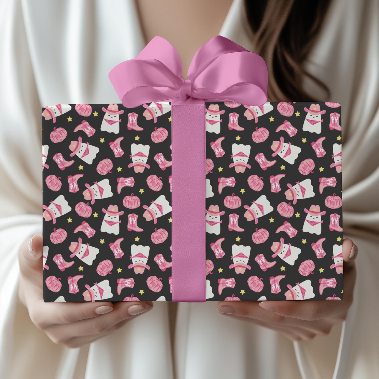 Cowgirl Boo Wrapping Paper Spooky Birthday Gift Wrap Personalized Cowgirl Birthday Wrapping Paper Roll Spooky Cowgirl Baby Shower Gift Wrap - LAUMIANstudio