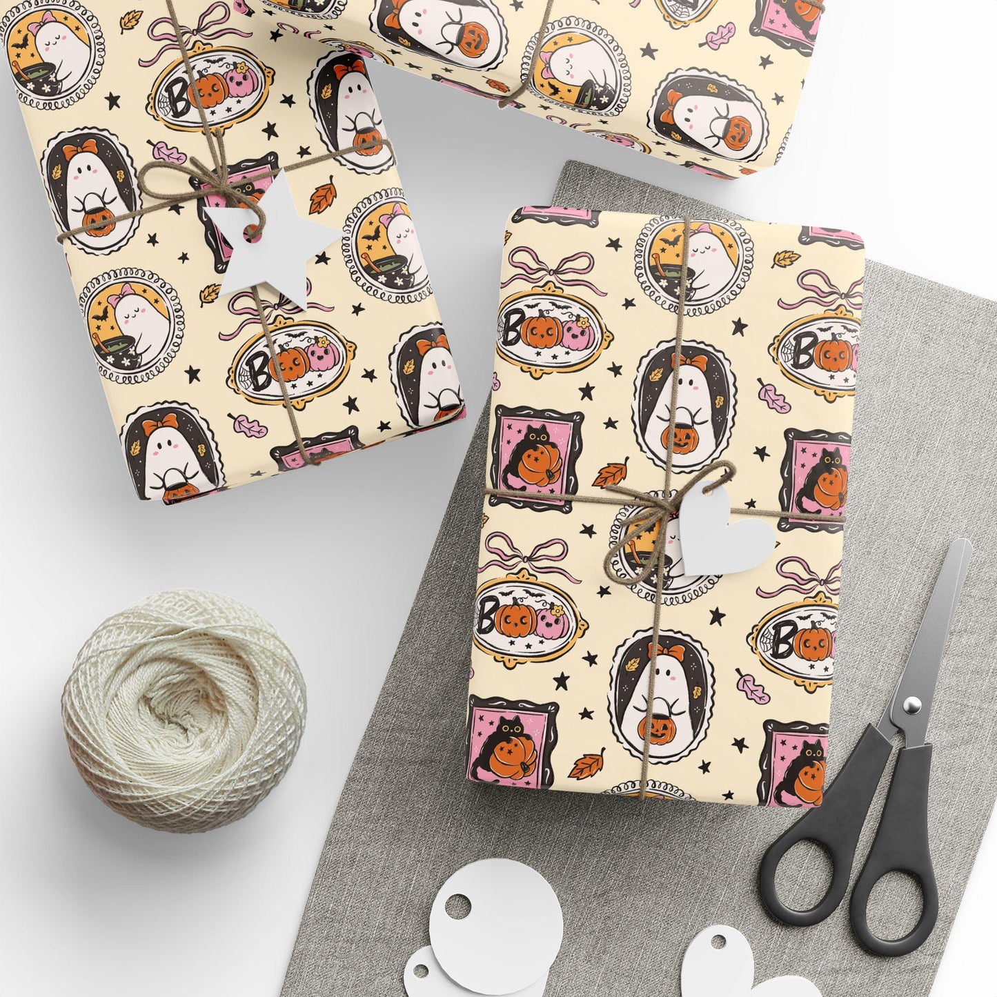 Custom Cute Boo Wrapping Paper Little Boo is One Birthday Gift Wrap Baby Girl Boo is Two Wrapping Paper Roll Autumn First Birthday Gift Wrap - LAUMIANstudio