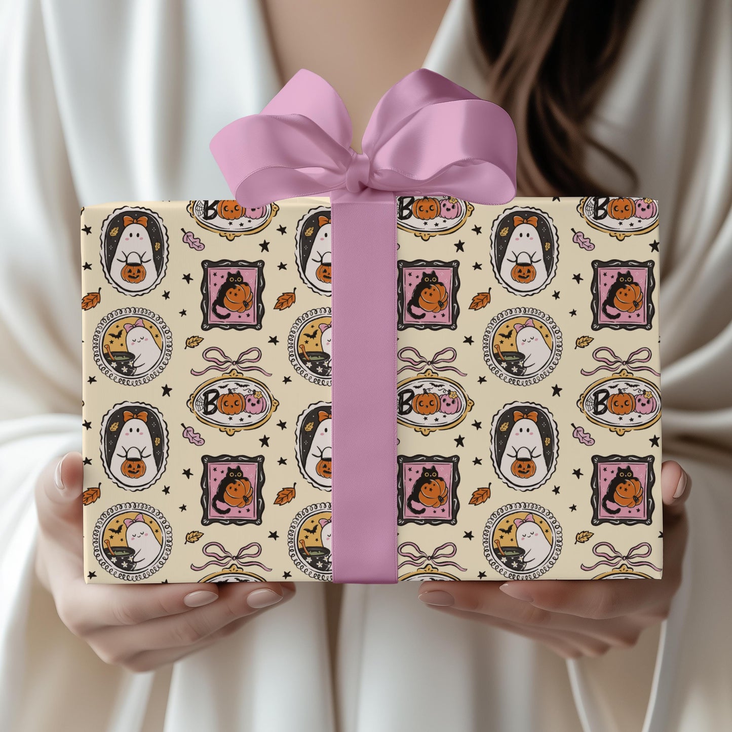 Custom Cute Boo Wrapping Paper Little Boo is One Birthday Gift Wrap Baby Girl Boo is Two Wrapping Paper Roll Autumn First Birthday Gift Wrap - LAUMIANstudio