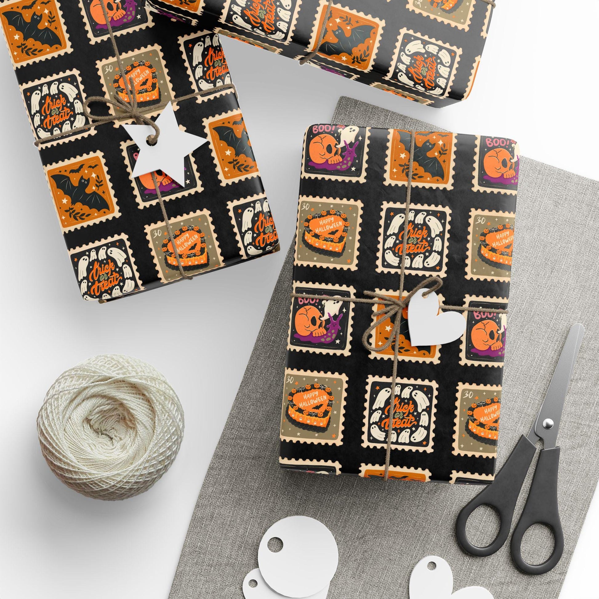 Halloween Dark Gift Wrap Spooky Halloween Wrapping Paper Black Trick or Treat Gift Paper Halloween Birthday Wrapping Paper Roll Gothic Wrap - LAUMIANstudio