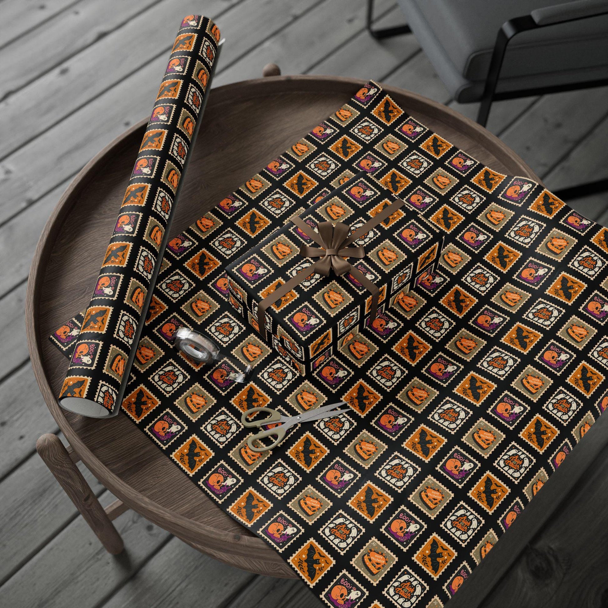 Halloween Dark Gift Wrap Spooky Halloween Wrapping Paper Black Trick or Treat Gift Paper Halloween Birthday Wrapping Paper Roll Gothic Wrap - LAUMIANstudio